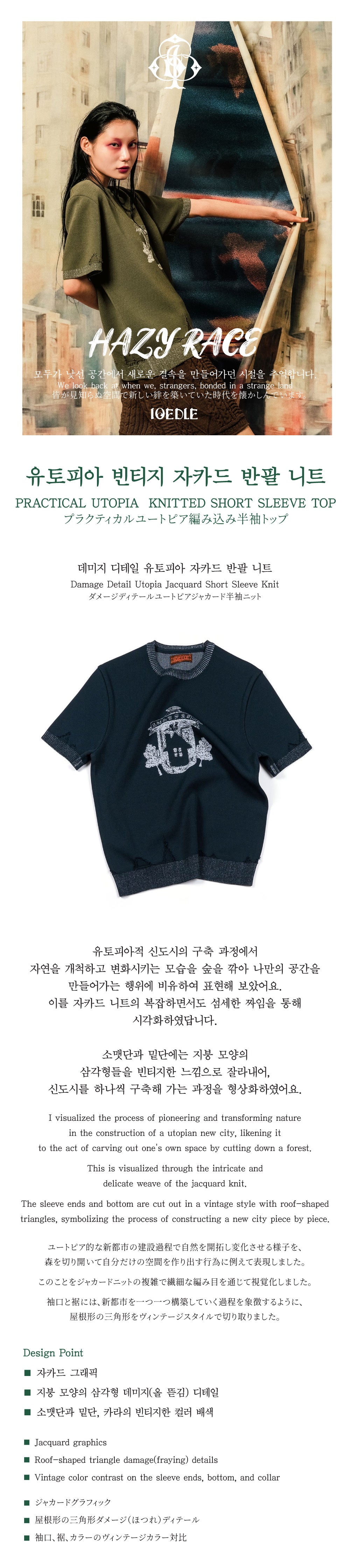 Ioedle - Utopia Vintage Jacquard Short Sleeve Knit (Navy) product image 7 | TRAB K-Fashion Australia