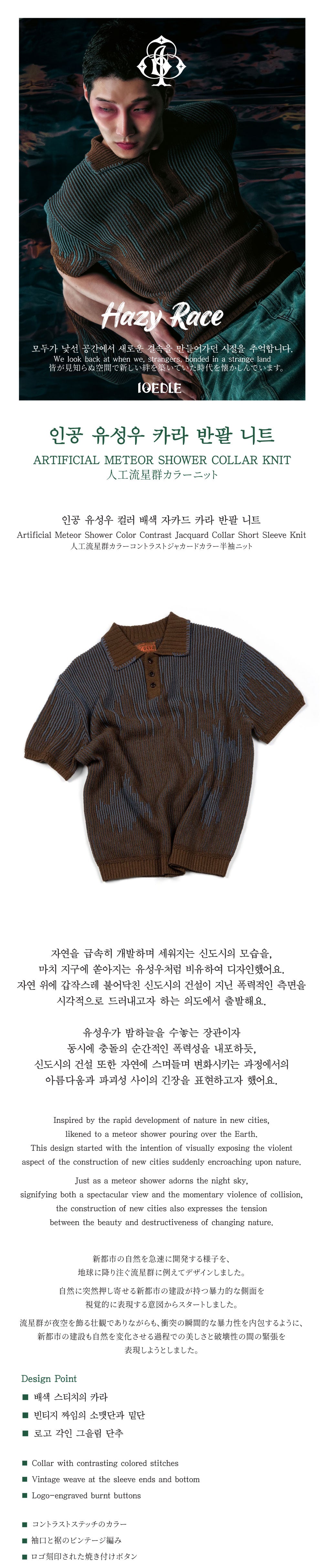 Ioedle - Artificial Meteor Shower Collared Short Sleeve Knit (Brown) product image 7 | TRAB K-Fashion Australia