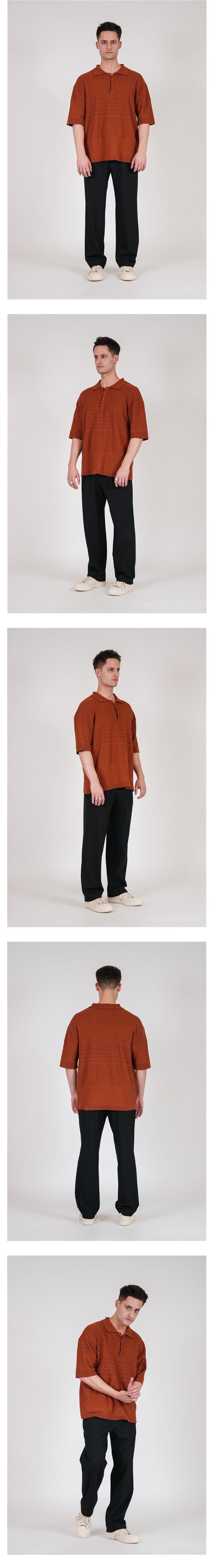Ioedle - Mesh Short Sleeve Collared Knit (Brown) product image 9 | TRAB K-Fashion Australia