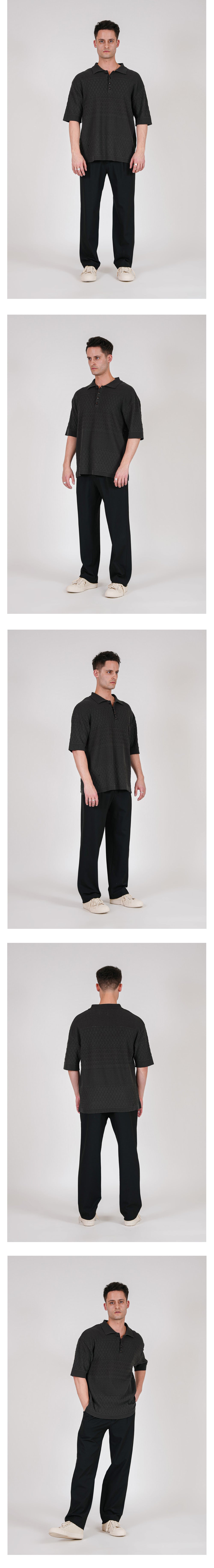 Ioedle - Mesh Short Sleeve Collared Knit (Gray) product image 9 | TRAB K-Fashion Australia
