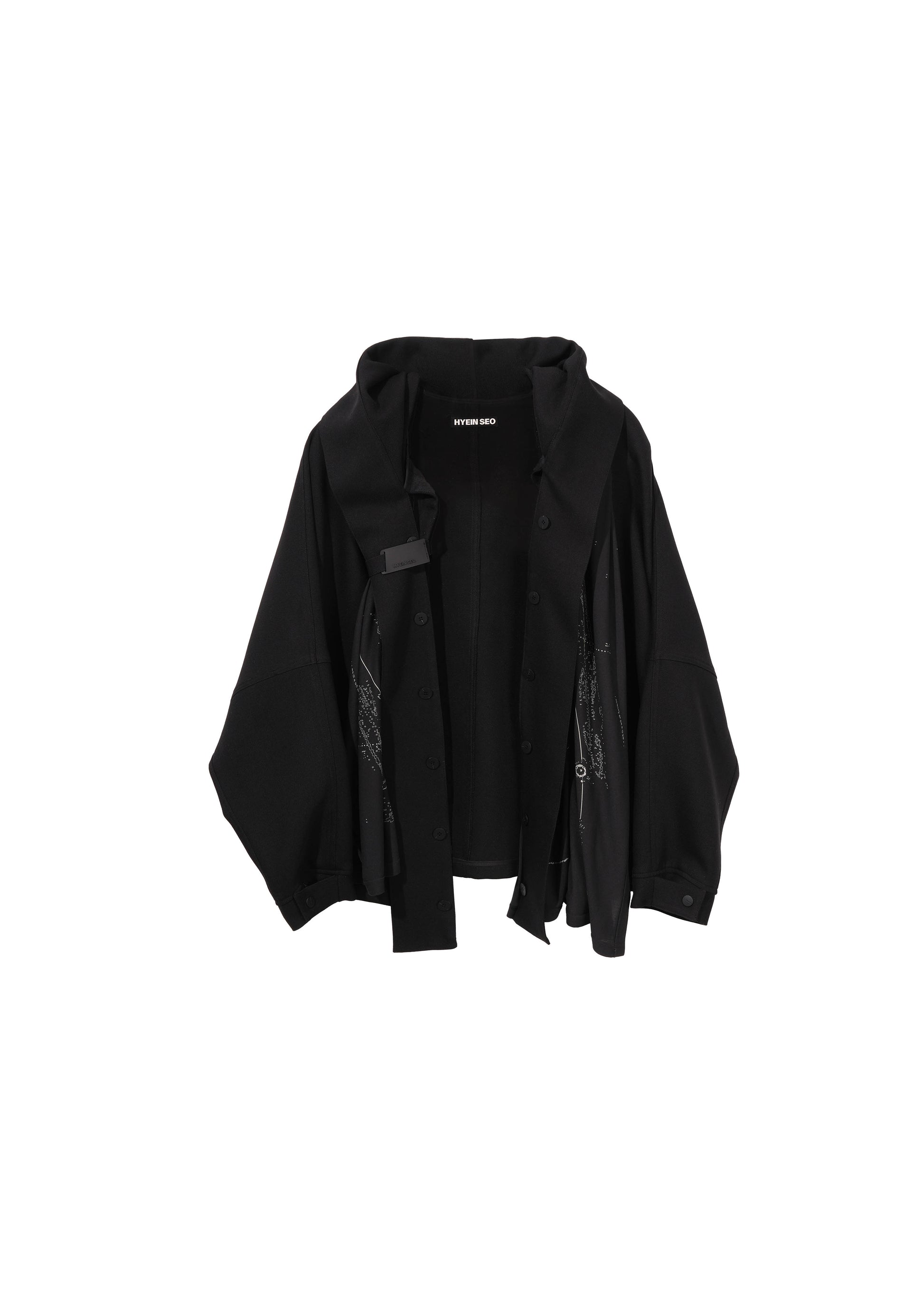 Hyein Seo - Hooded Jacket w/ Graphic Muffler (Black) product image 5 | TRAB K-Fashion Australia