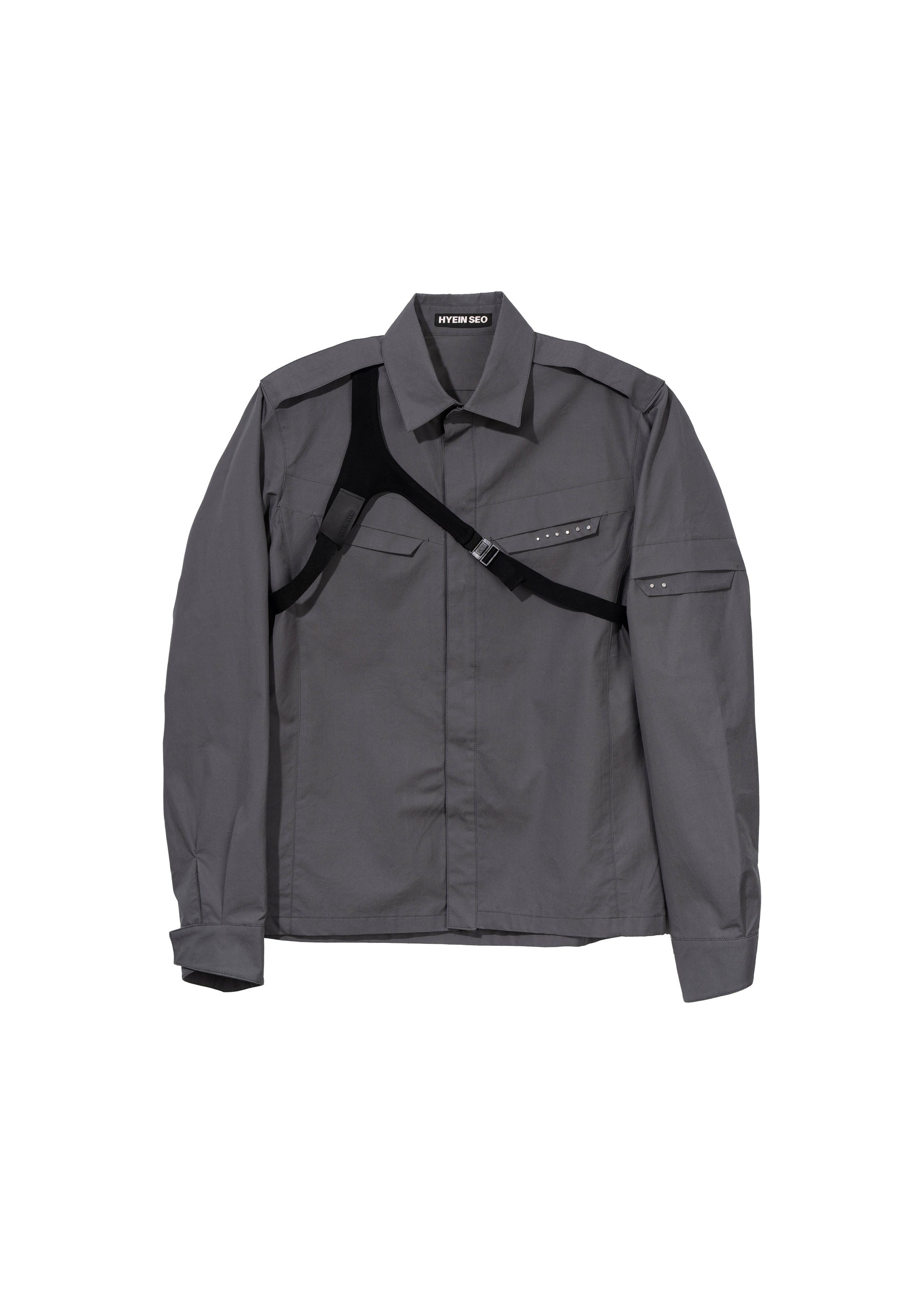 Hyein Seo - Biker Shirt w/ Shoulder Strap (Dark Grey) product image 5 | TRAB K-Fashion Australia