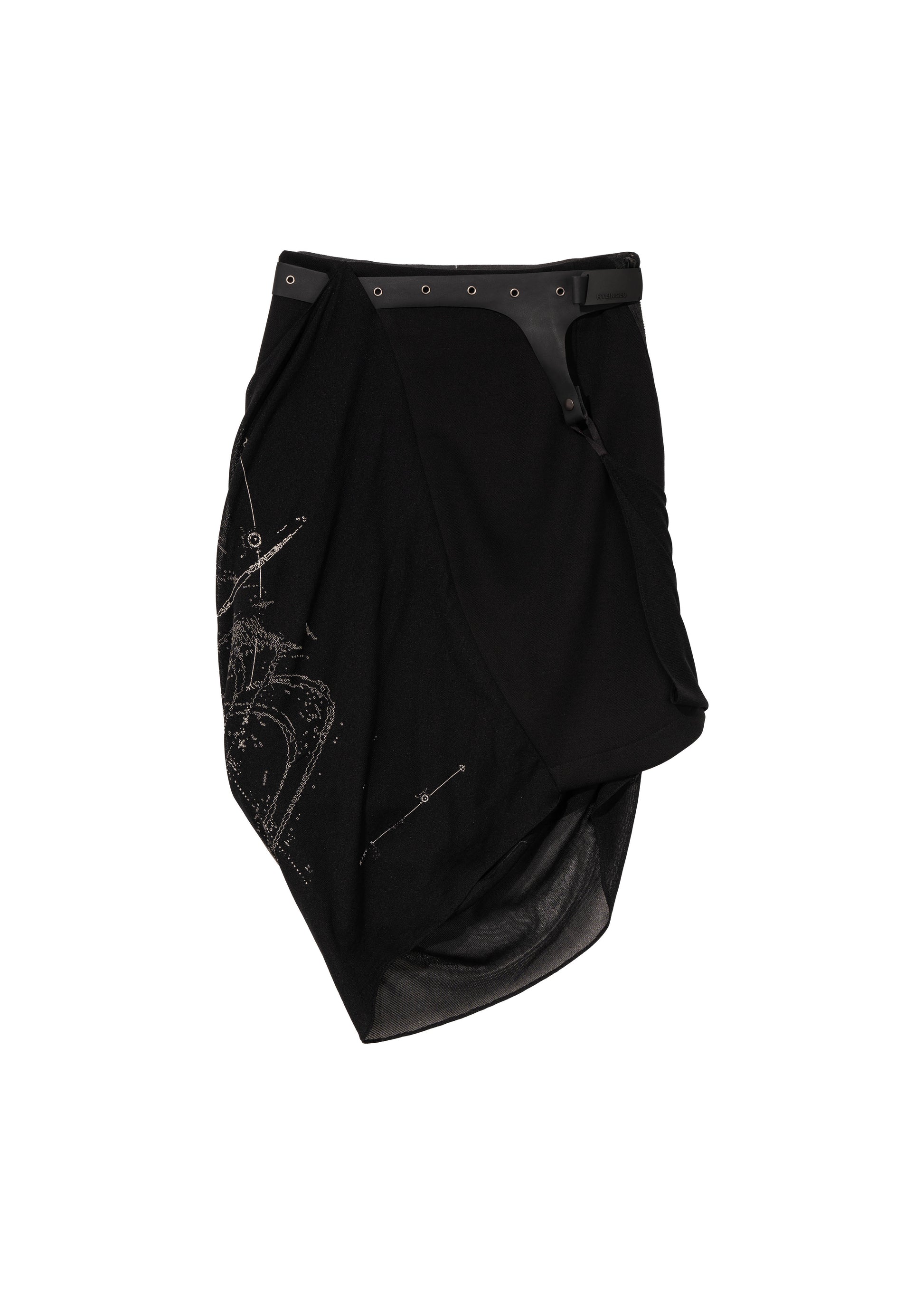 Hyein Seo - Graphic Wrap Skirt w/ Garter Belt (Black) product image 9 | TRAB K-Fashion Australia