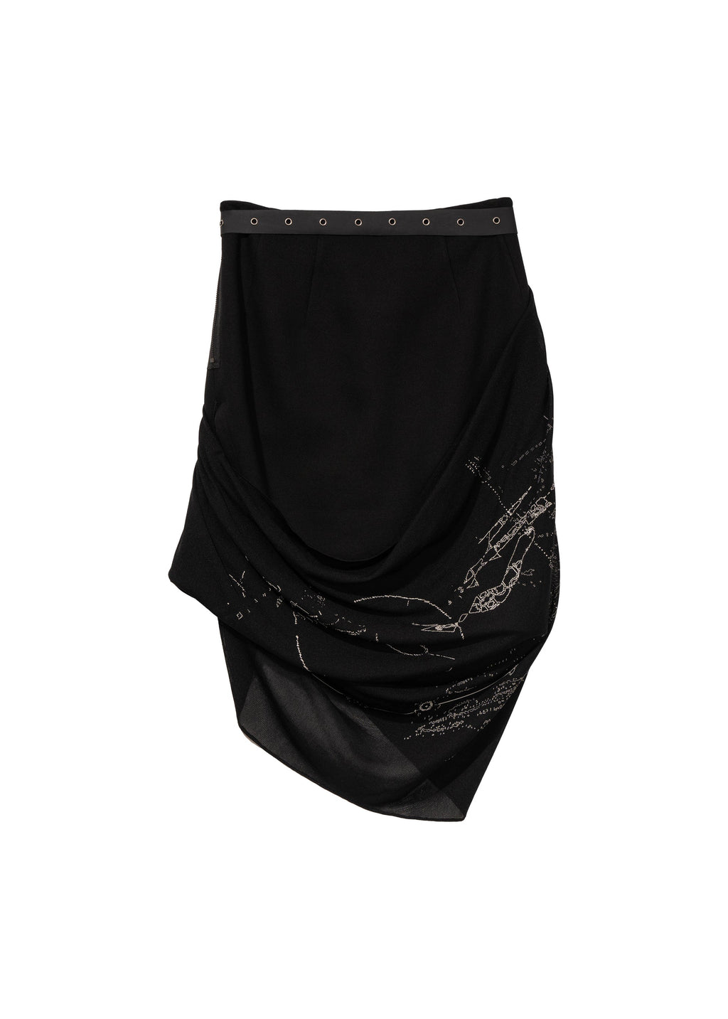 Hyein Seo - Graphic Wrap Skirt w/ Garter Belt (Black) product image 10 | TRAB K-Fashion Australia