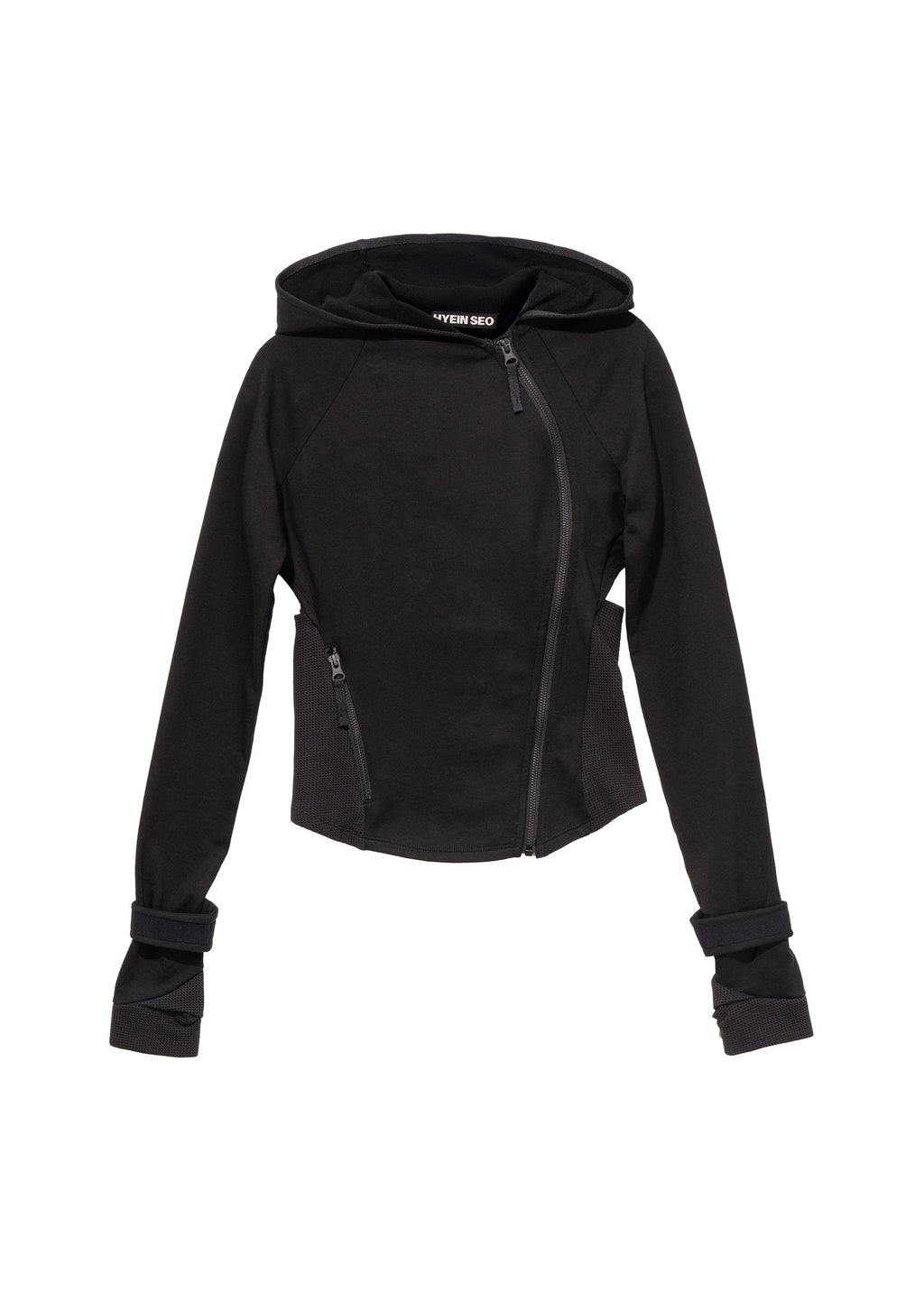 Hyein Seo - Hooded Asymmetric Zip Top (Black) product image 5 | TRAB K-Fashion Australia