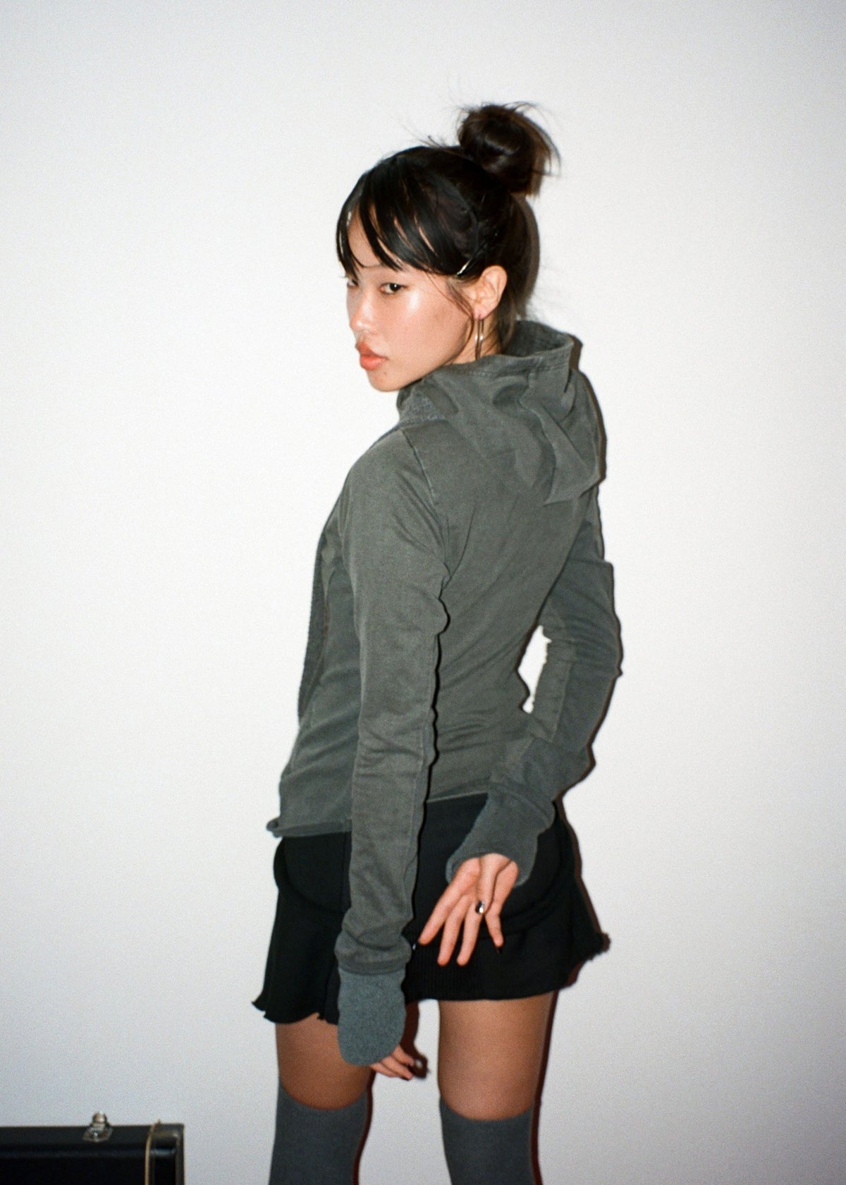 Hyein Seo - Glove Hoodie w/ Muffler (Charcoal) product image 3 | TRAB K-Fashion Australia