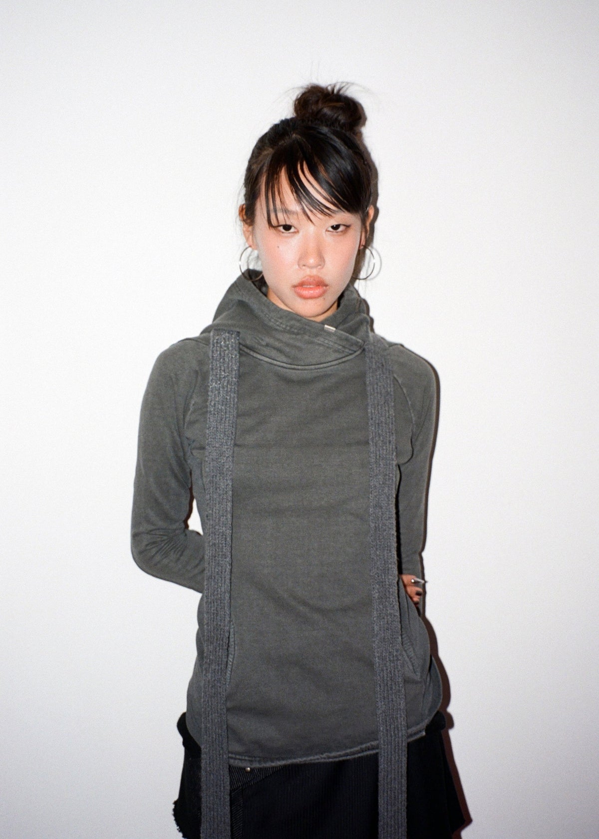 Hyein Seo - Glove Hoodie w/ Muffler (Charcoal) product image 1 | TRAB K-Fashion Australia