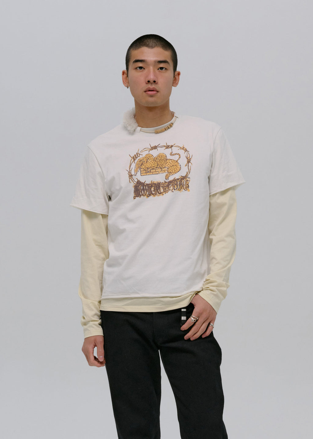 Hyein Seo - Graphic T-Shirt w/ Necklace (Ivory) product image 2 | TRAB K-Fashion Australia