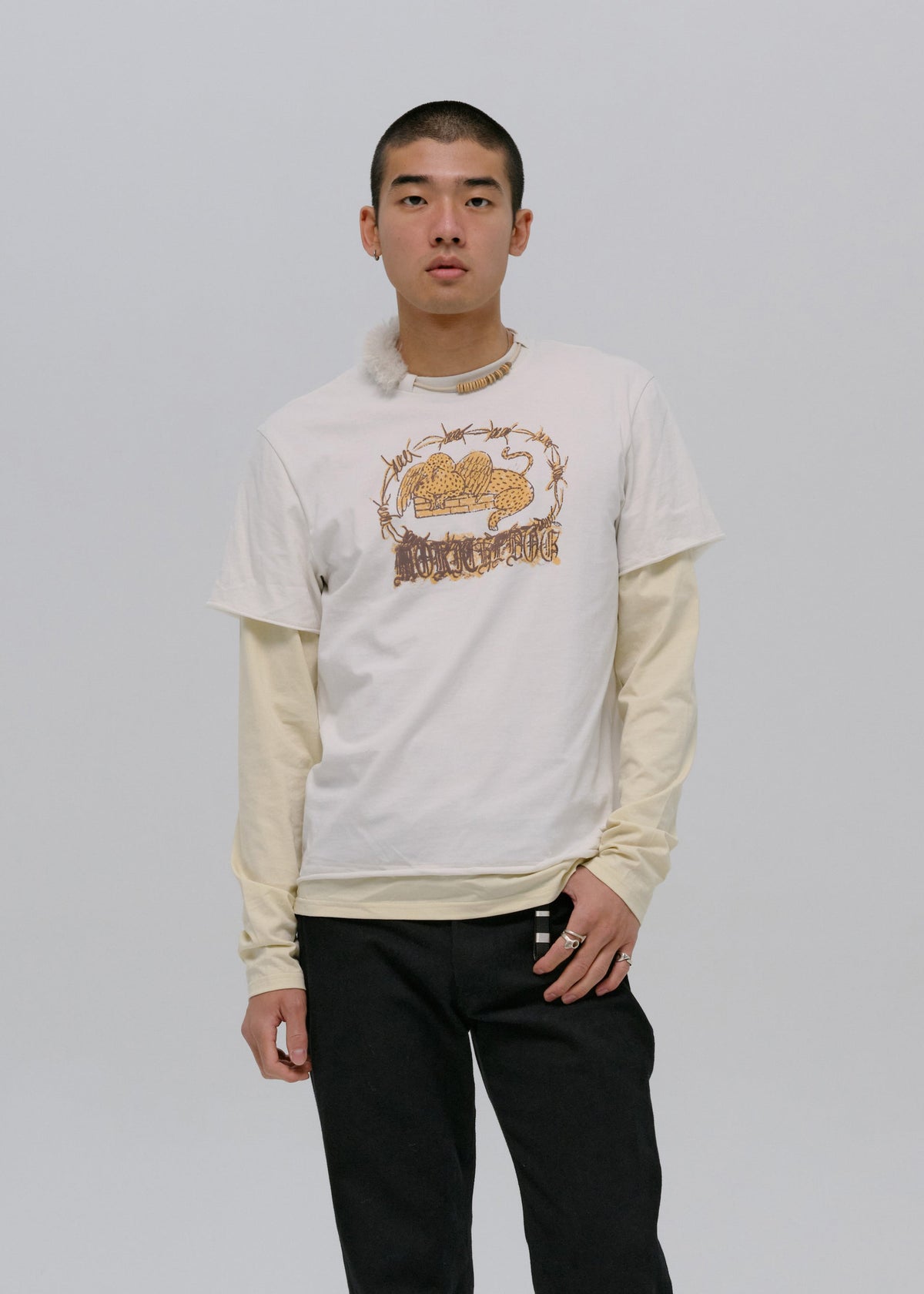 Hyein Seo - Graphic T-Shirt w/ Necklace (Ivory) product image 2 | TRAB K-Fashion Australia