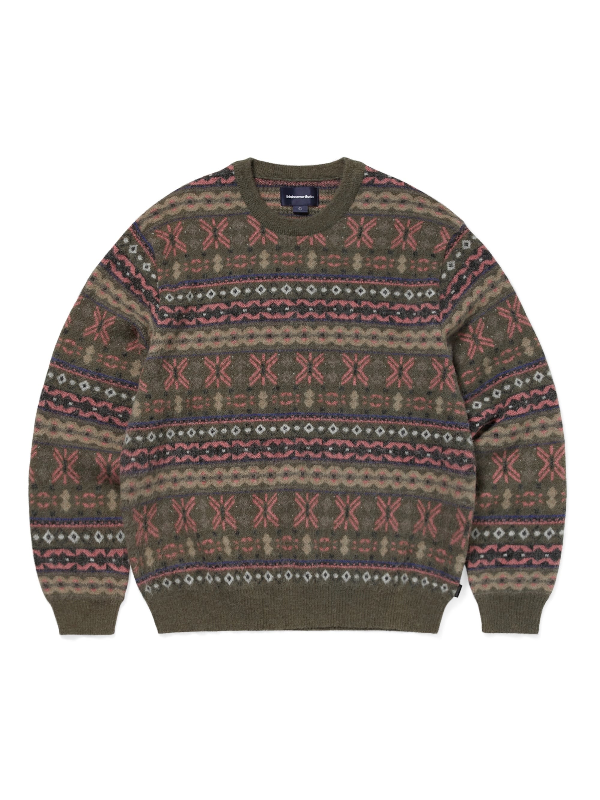 thisisneverthat - Fair Isle Knit Sweater (Olive Green) product image 1 | TRAB K-Fashion Australia