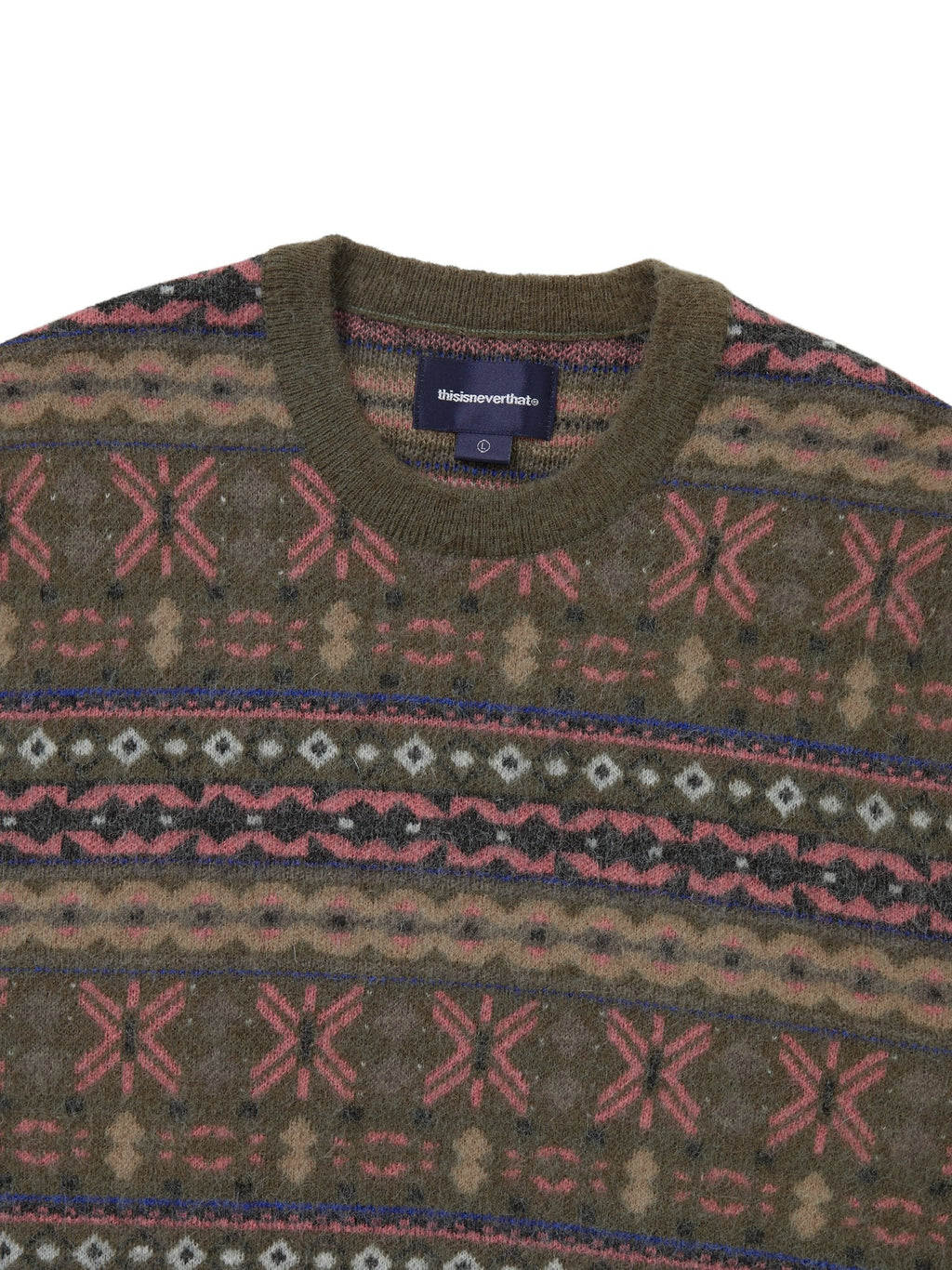 thisisneverthat - Fair Isle Knit Sweater (Olive Green) product image 2 | TRAB K-Fashion Australia