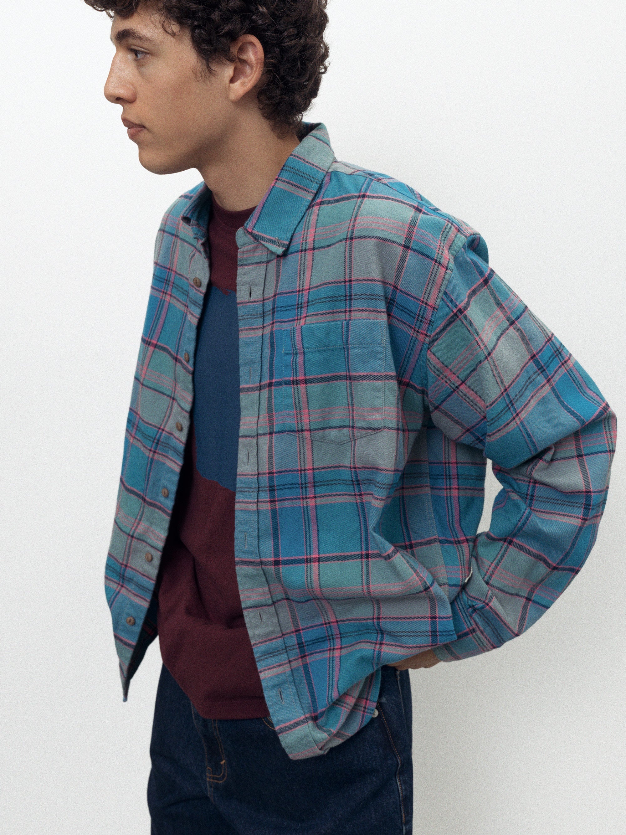 thisisneverthat - Flannel Check Shirt (Teal Blue) product image 5 | TRAB K-Fashion Australia