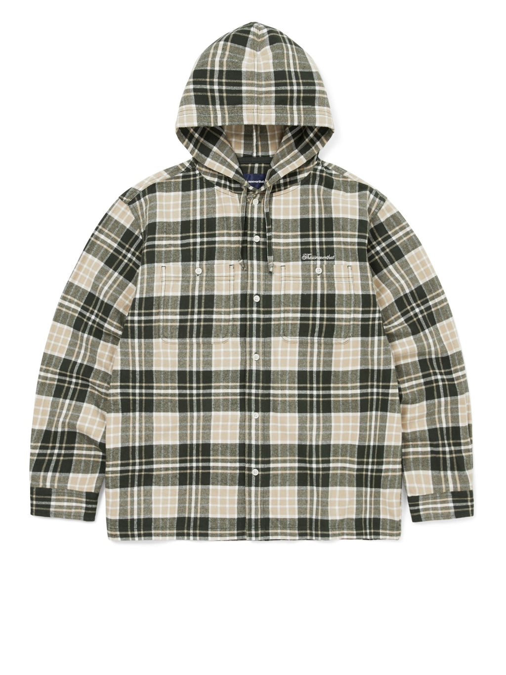 thisisneverthat - Flannel Hooded Check Shirt (Green) product image 1 | TRAB K-Fashion Australia