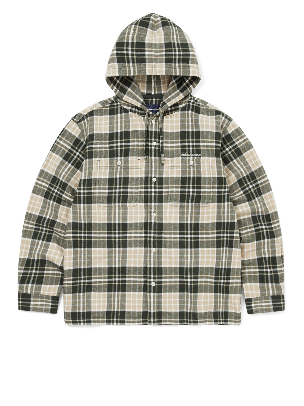 thisisneverthat - Flannel Hooded Check Shirt (Green) product image 1 | TRAB K-Fashion Australia