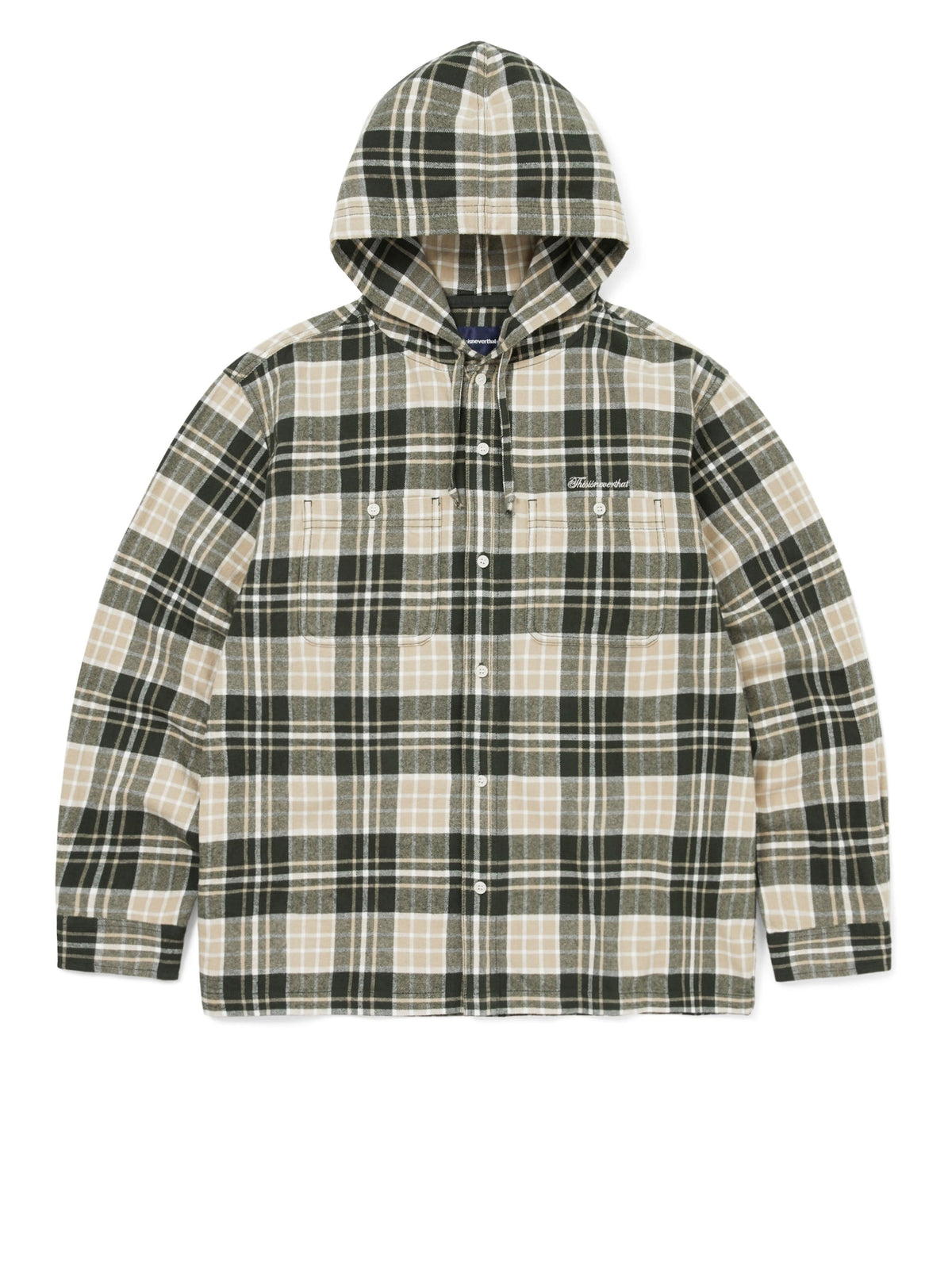 thisisneverthat - Flannel Hooded Check Shirt (Green) product image 1 | TRAB K-Fashion Australia