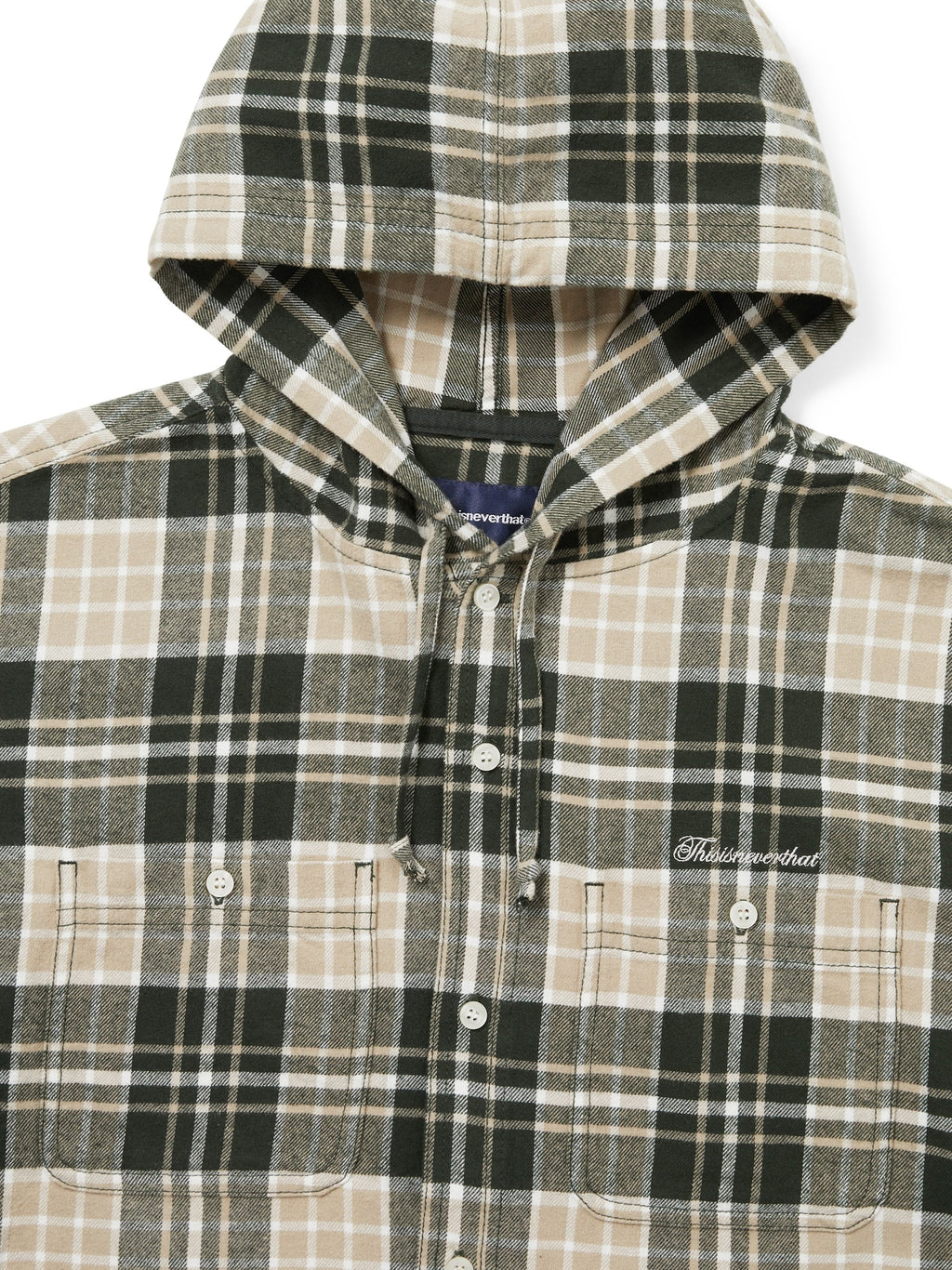 thisisneverthat - Flannel Hooded Check Shirt (Green) product image 2 | TRAB K-Fashion Australia
