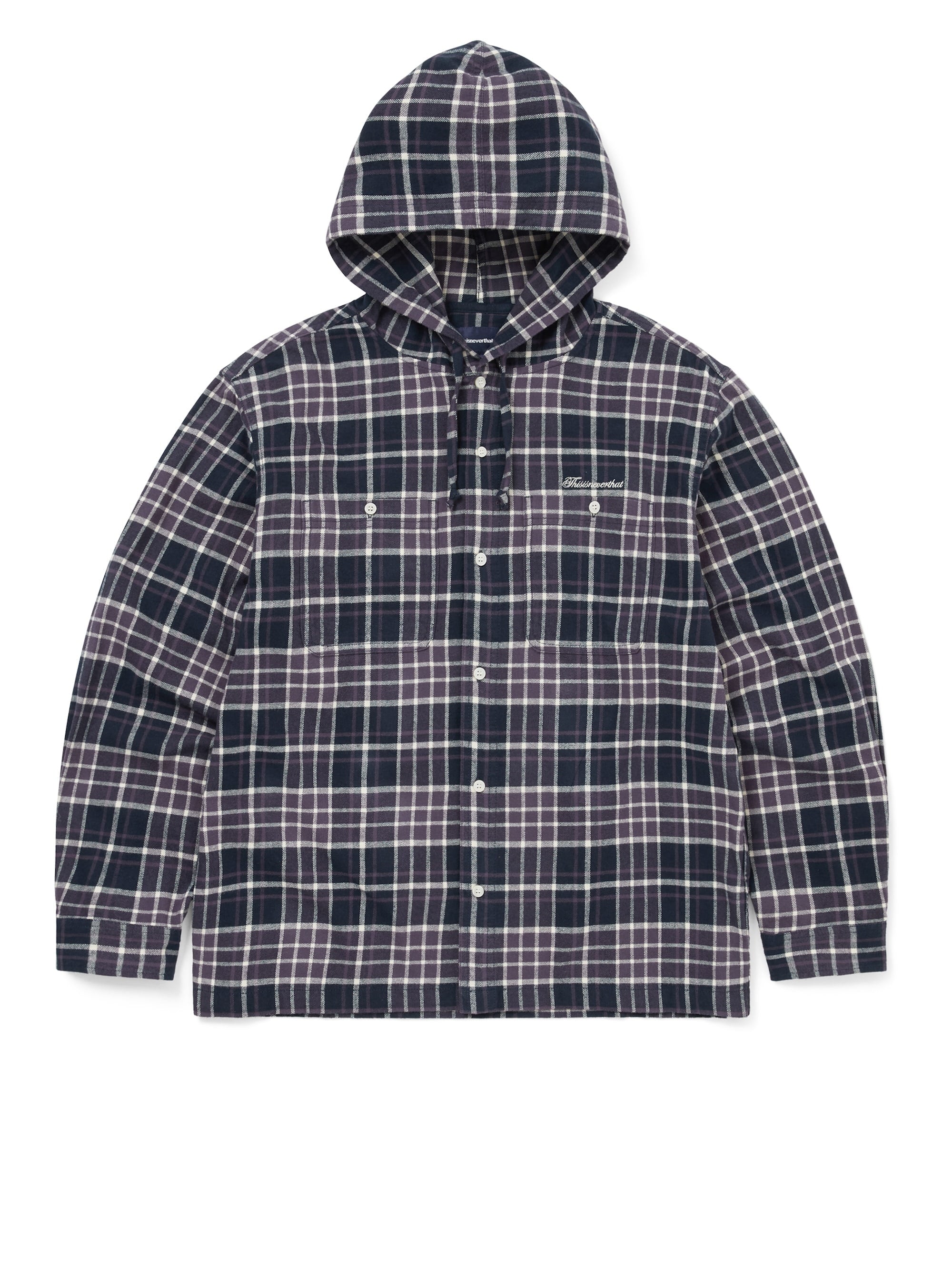 thisisneverthat - Flannel Hooded Check Shirt (Purple) product image 1 | TRAB K-Fashion Australia