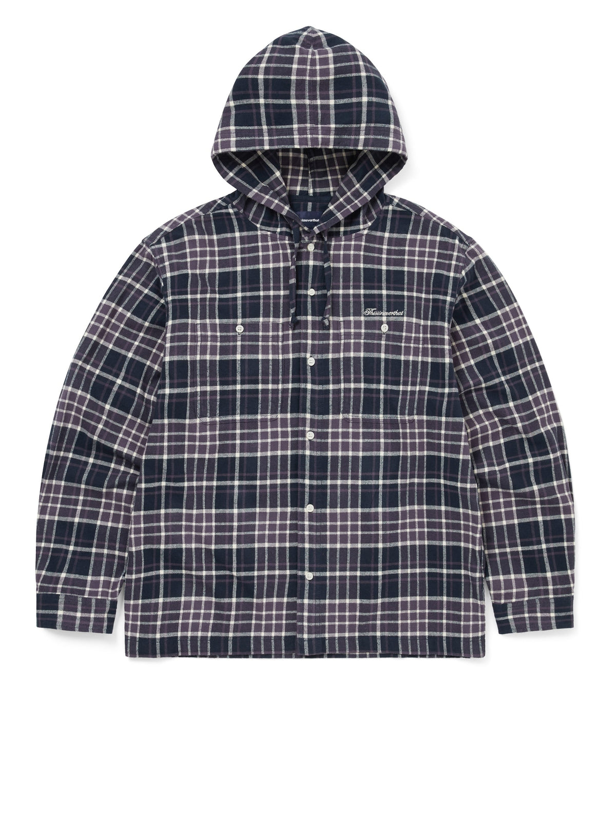 thisisneverthat - Flannel Hooded Check Shirt (Purple) product image 1 | TRAB K-Fashion Australia