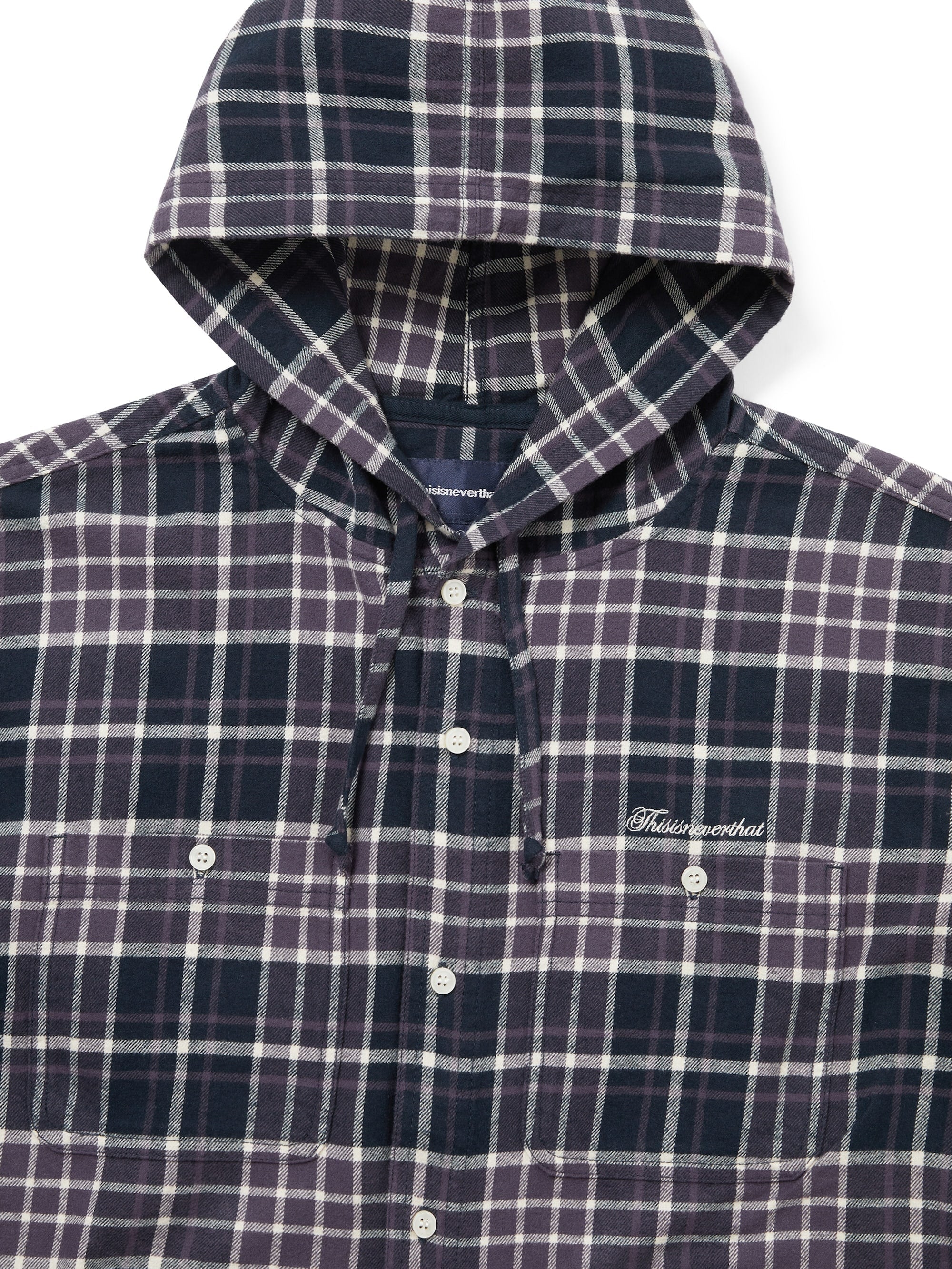 thisisneverthat - Flannel Hooded Check Shirt (Purple) product image 2 | TRAB K-Fashion Australia