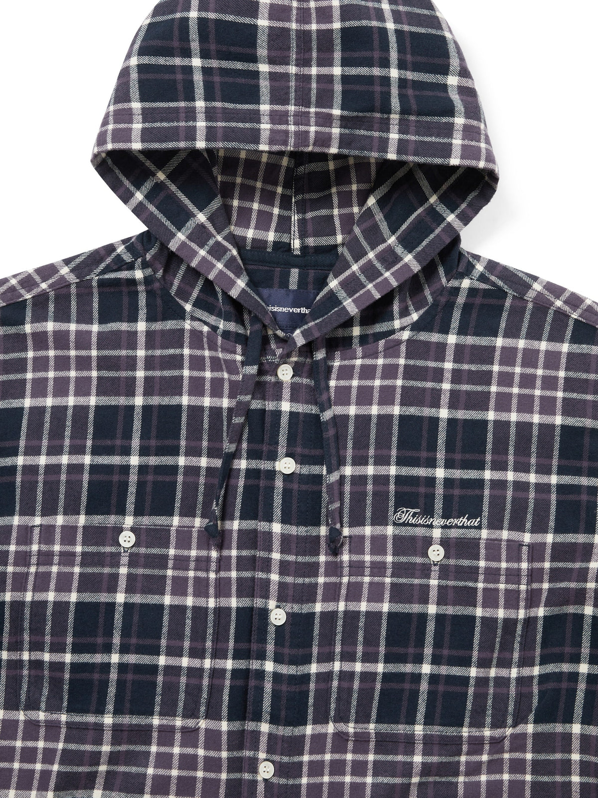 thisisneverthat - Flannel Hooded Check Shirt (Purple) product image 2 | TRAB K-Fashion Australia