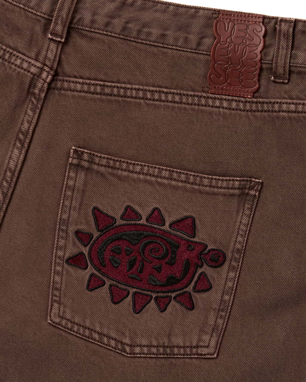 yeseyesee - Flower Rivet Denim Pants (Brown) product image 4 | TRAB K-Fashion Australia