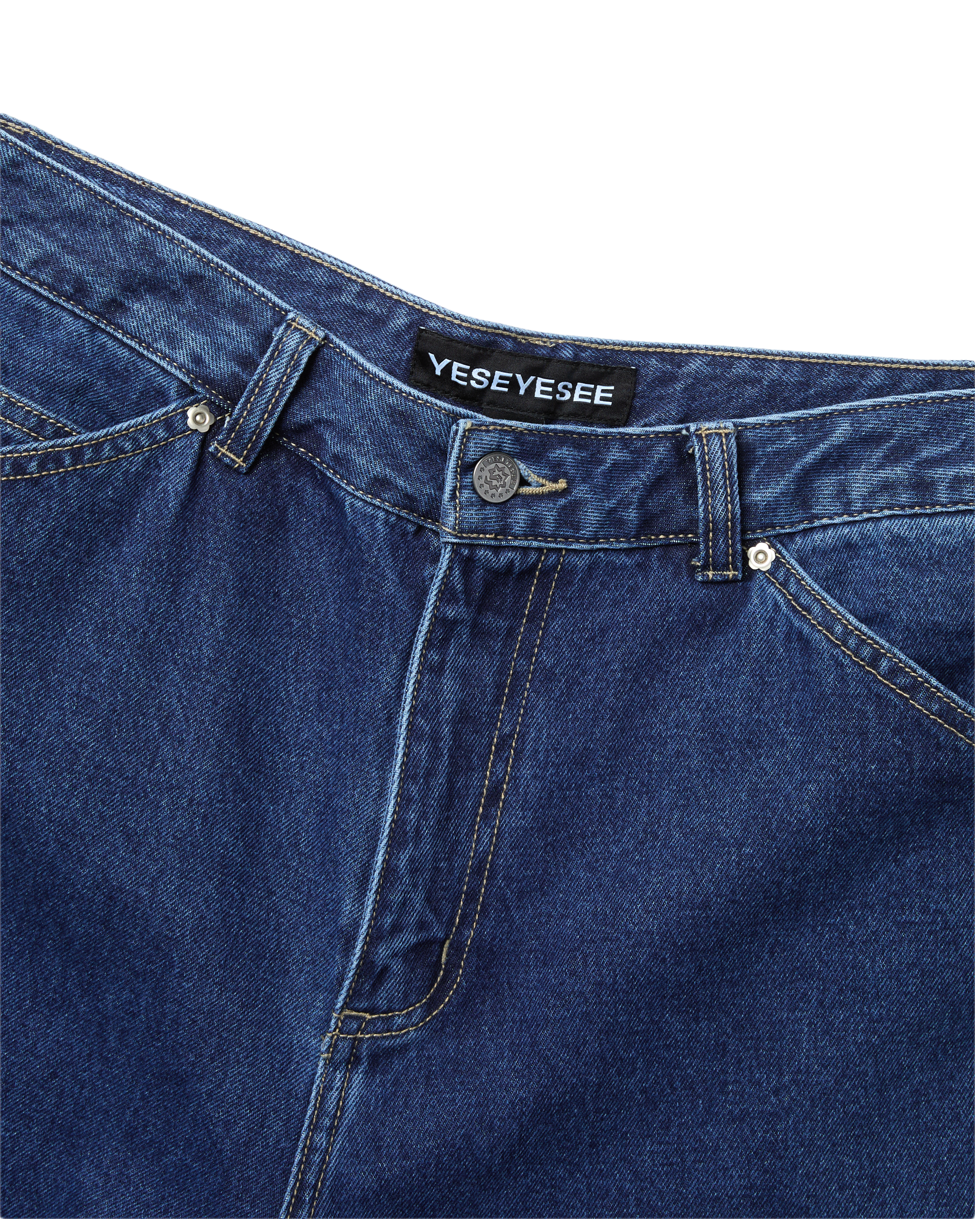 yeseyesee - Flower Rivet Denim Pants (Indigo) product image 3 | TRAB K-Fashion Australia