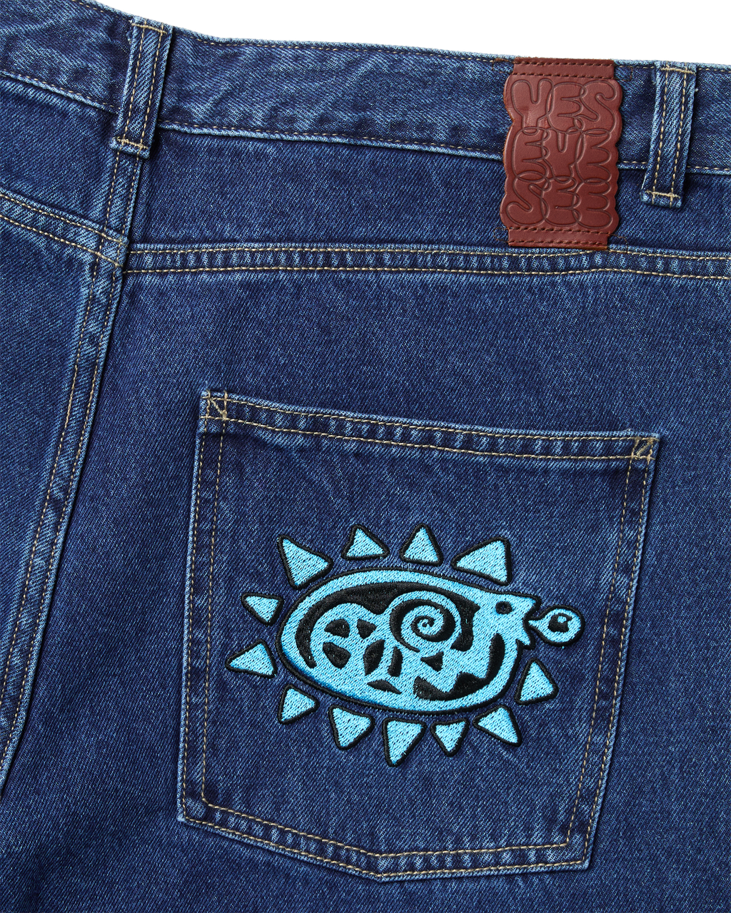 yeseyesee - Flower Rivet Denim Pants (Indigo) product image 5 | TRAB K-Fashion Australia