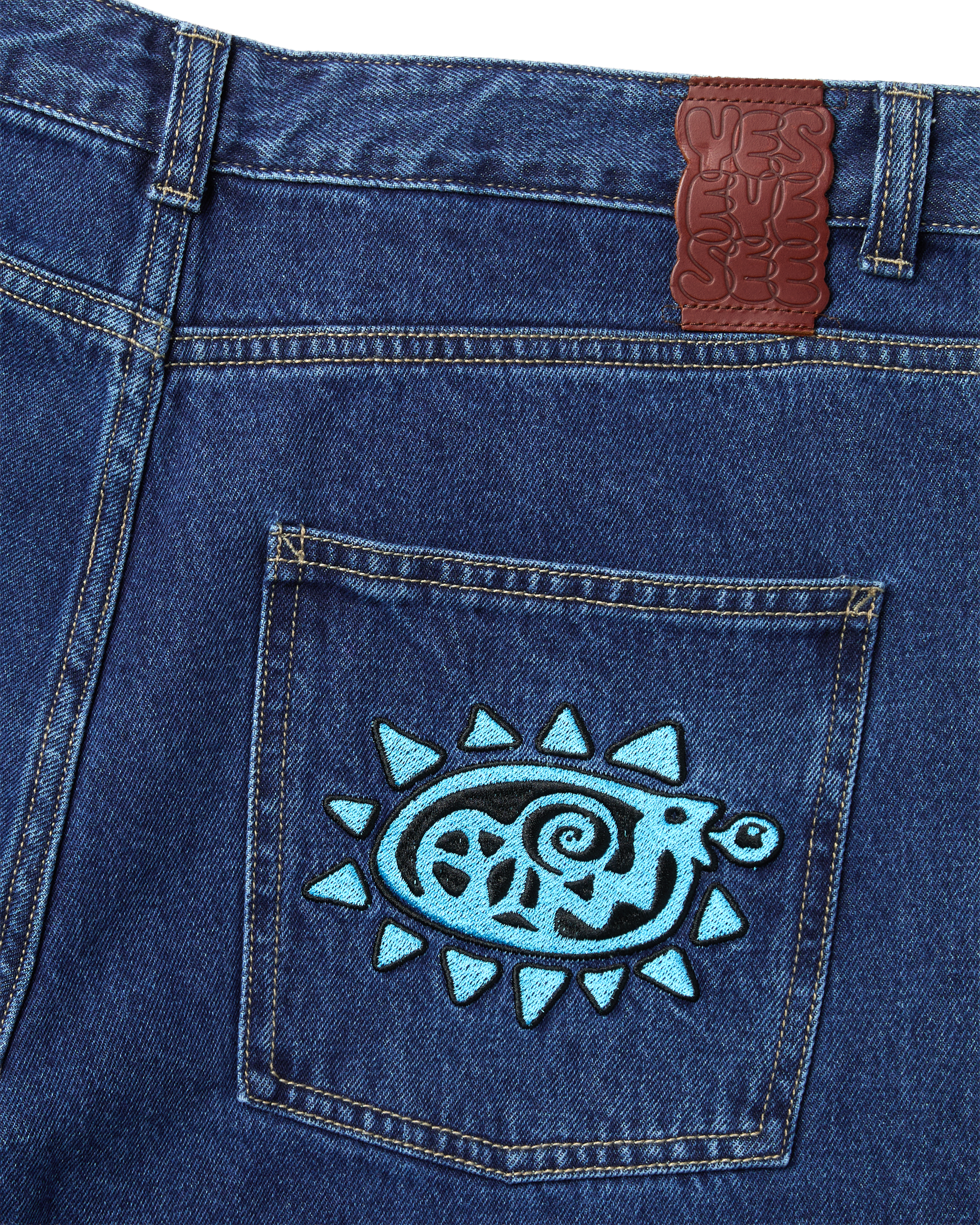 yeseyesee - Flower Rivet Denim Pants (Indigo) product image 5 | TRAB K-Fashion Australia