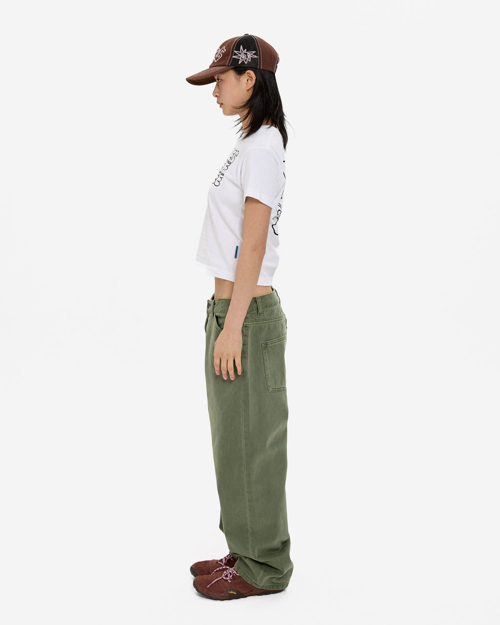 yeseyesee - Flower Rivet Denim Pants (Khaki Green) product image 14 | TRAB K-Fashion Australia