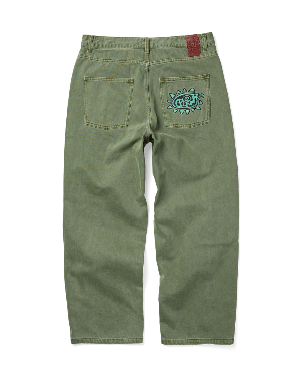 yeseyesee - Flower Rivet Denim Pants (Khaki Green) product image 1 | TRAB K-Fashion Australia