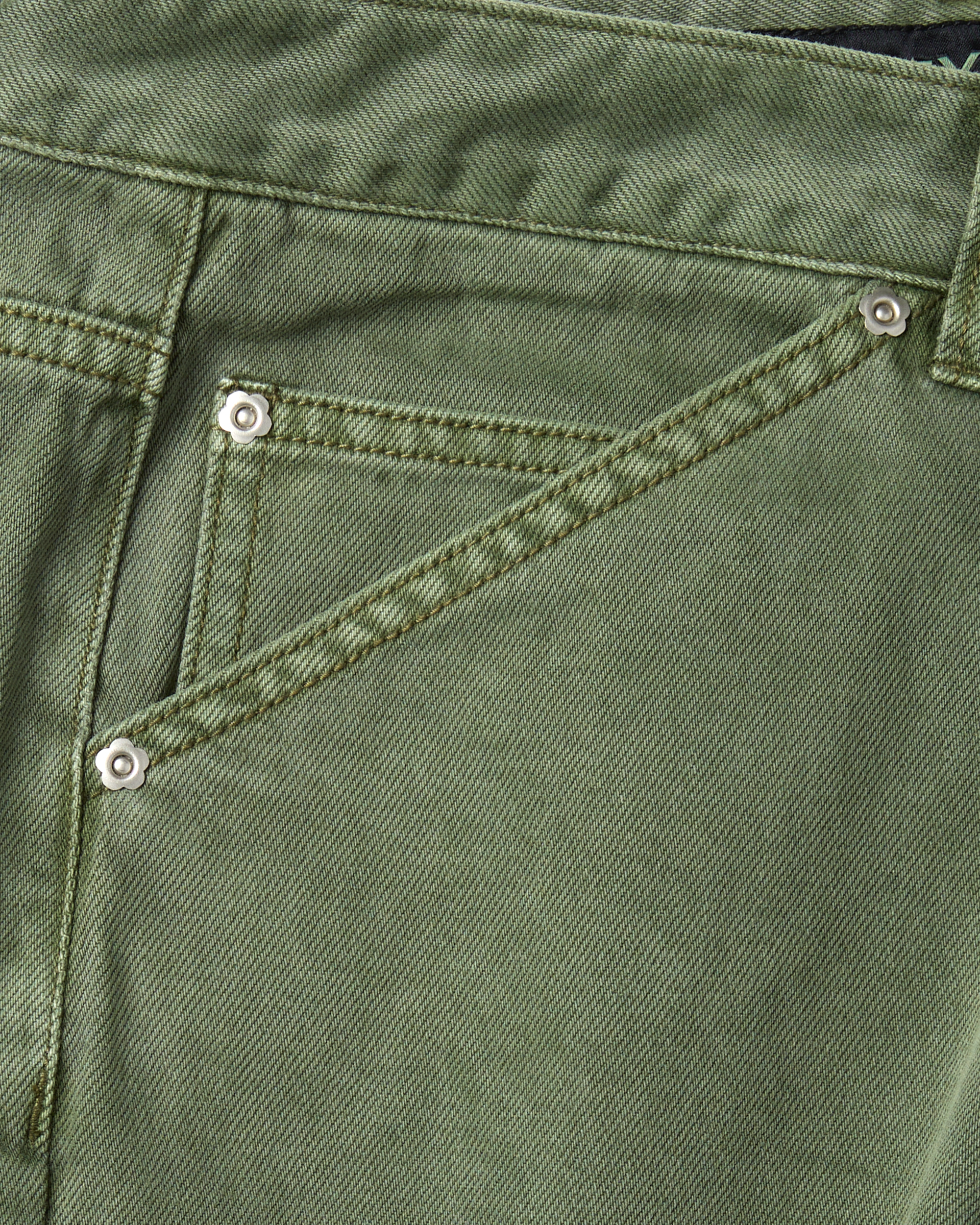 yeseyesee - Flower Rivet Denim Pants (Khaki Green) product image 4 | TRAB K-Fashion Australia