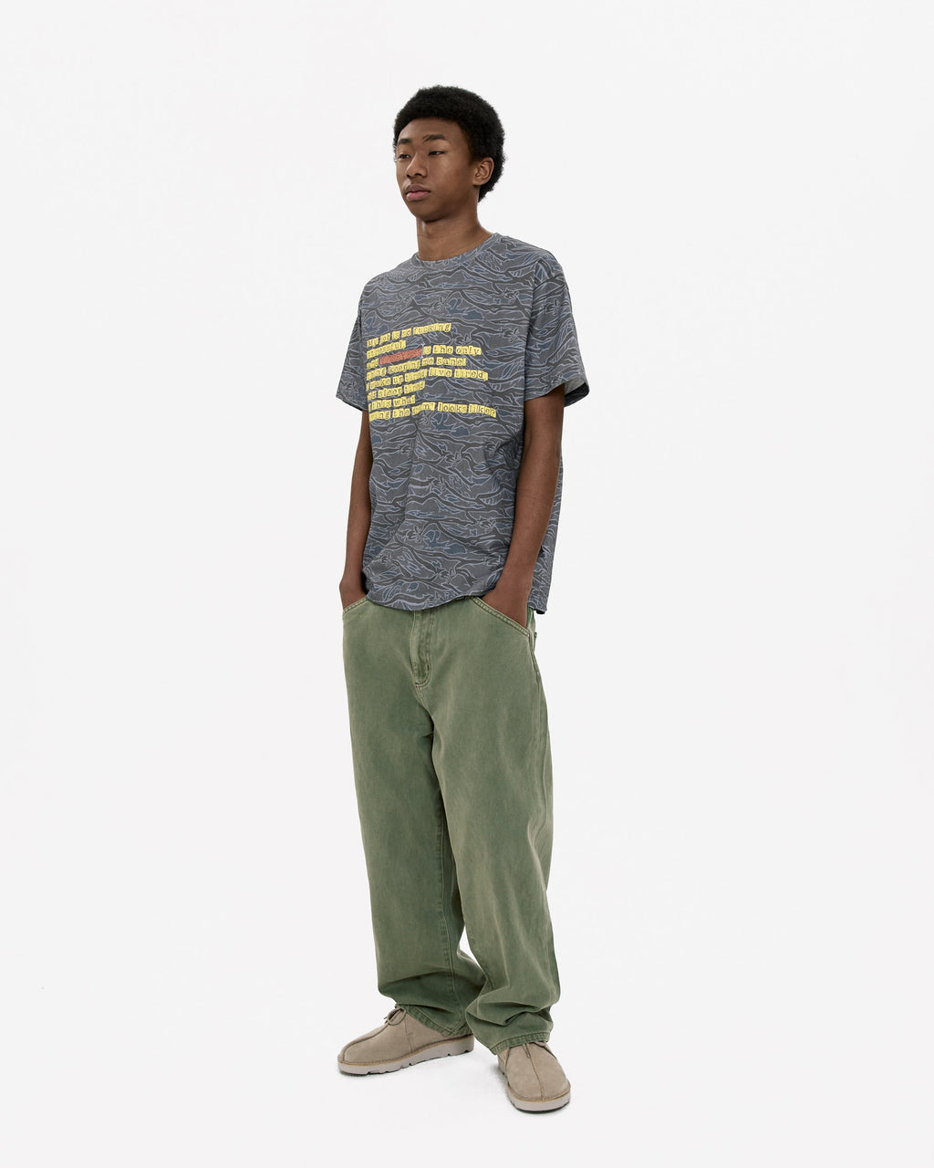 yeseyesee - Flower Rivet Denim Pants (Khaki Green) product image 11 | TRAB K-Fashion Australia