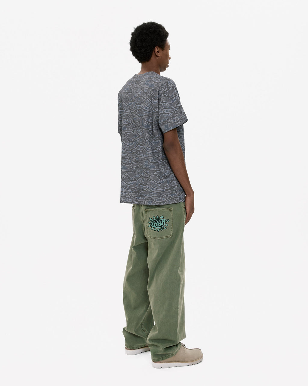 yeseyesee - Flower Rivet Denim Pants (Khaki Green) product image 12 | TRAB K-Fashion Australia