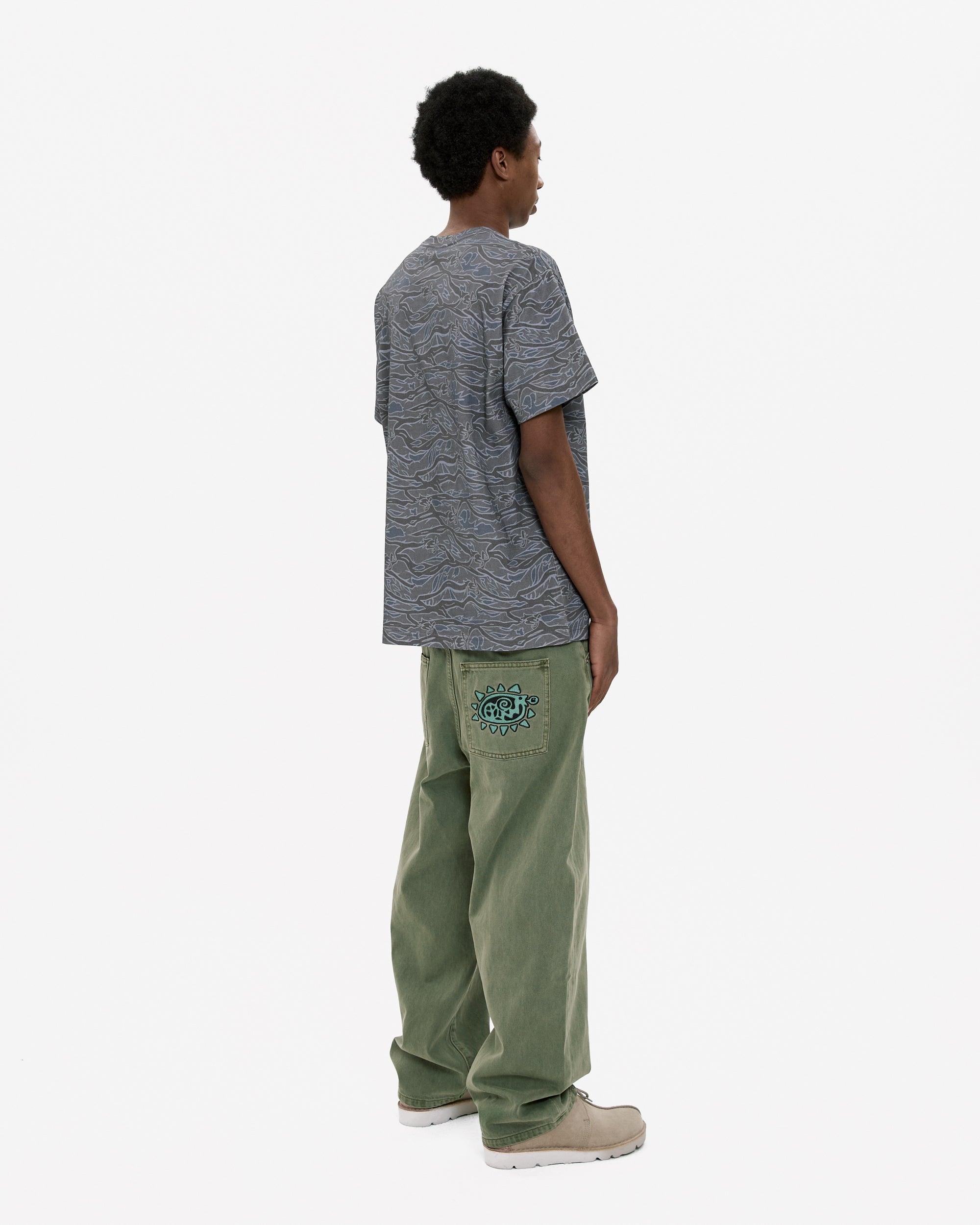 yeseyesee - Flower Rivet Denim Pants (Khaki Green) product image 12 | TRAB K-Fashion Australia