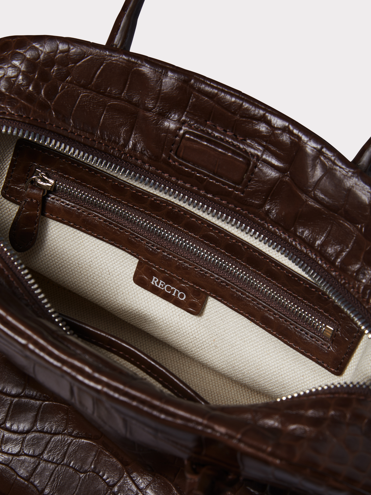Recto - Croc-Effect Singular Tote Medium (Croc Brown) product image 5 | TRAB K-Fashion Australia