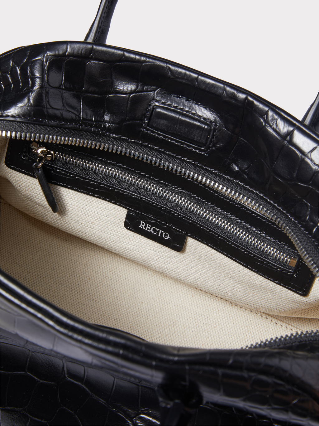 Recto - Croc-Effect Singular Tote Medium (Croc Black) product image 5 | TRAB K-Fashion Australia