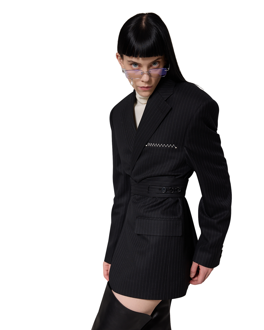 Kimhe Kim - Frameless Pearl Tear Square Glasses (Silver) product image 10 | TRAB K-Fashion Australia