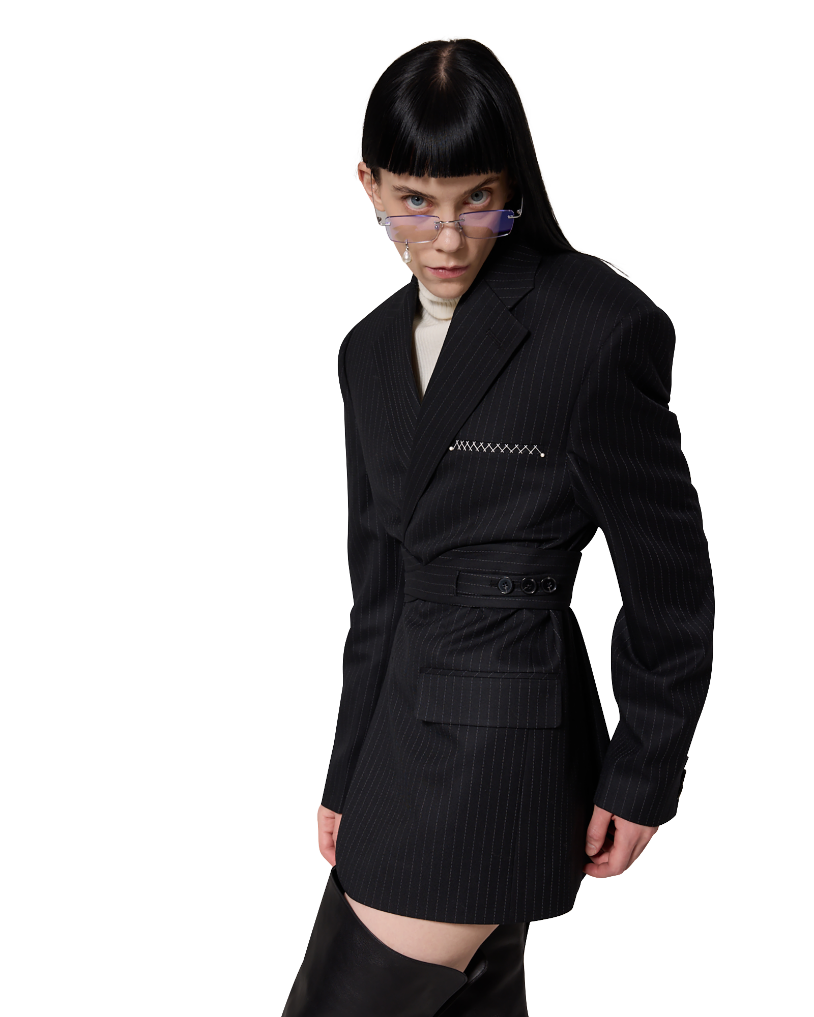 Kimhe Kim - Frameless Pearl Tear Square Glasses (Silver) product image 10 | TRAB K-Fashion Australia