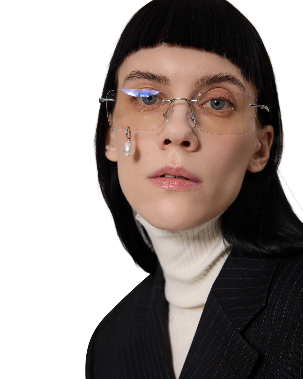 Kimhe Kim - Frameless Pearl Tear Square Glasses (Silver) product image 8 | TRAB K-Fashion Australia