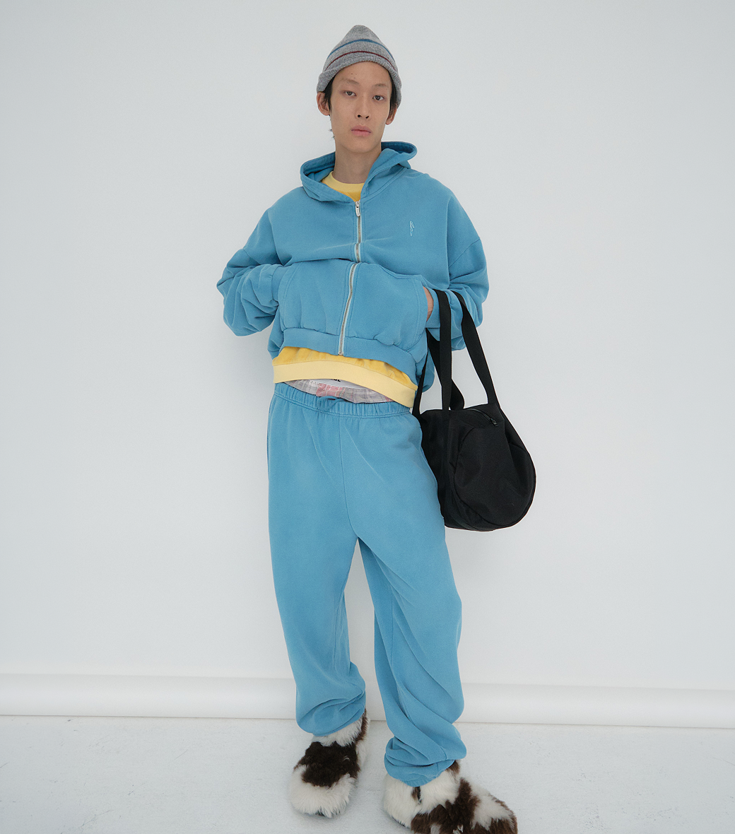Llege - Garment Dyed Oversized Hoody Zip-Up (Blue) product image 6 | TRAB K-Fashion Australia