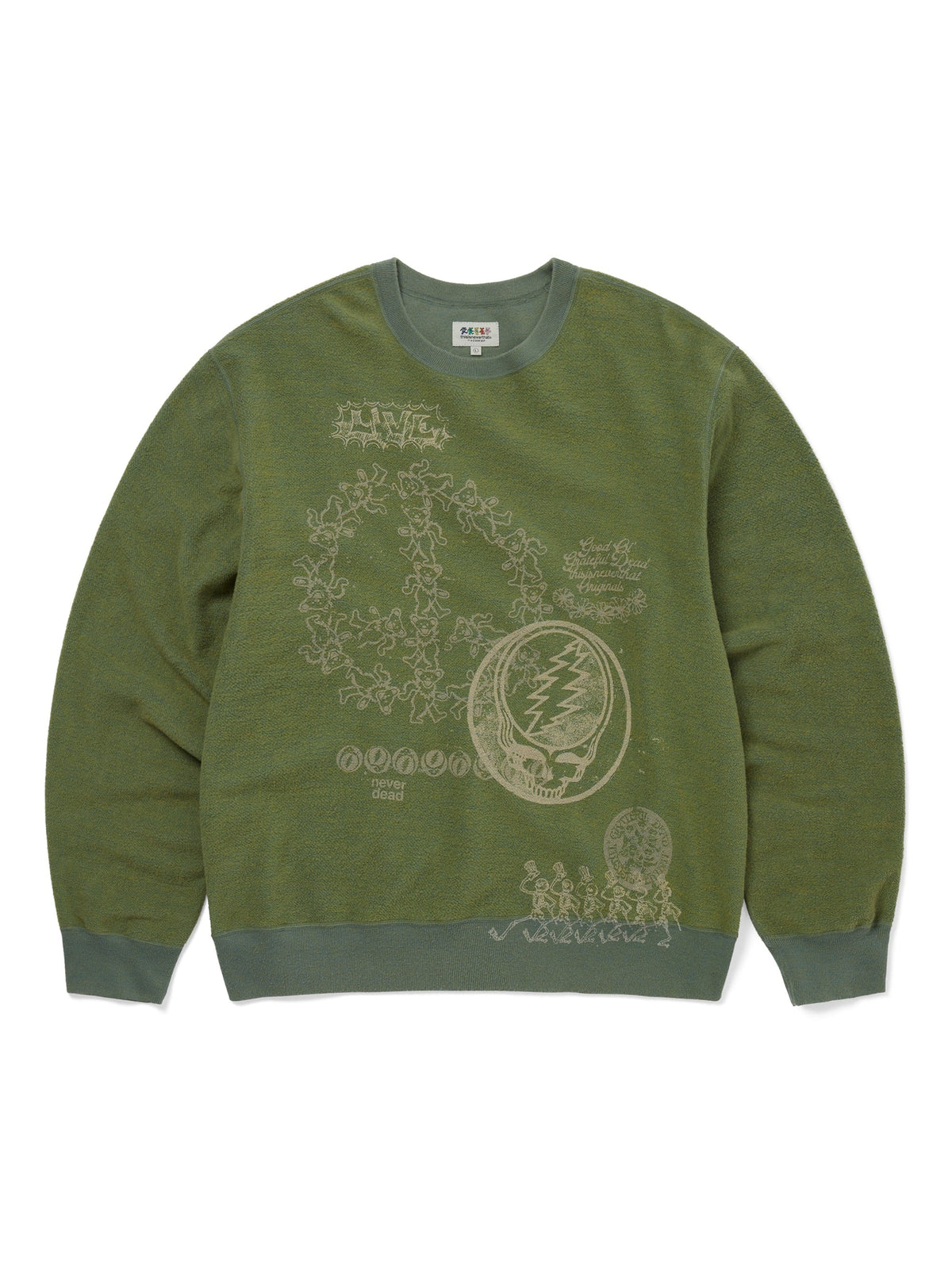 thisisneverthat - GD Iconography Reversible Crewneck (Heather Olive) product image 1 | TRAB K-Fashion Australia