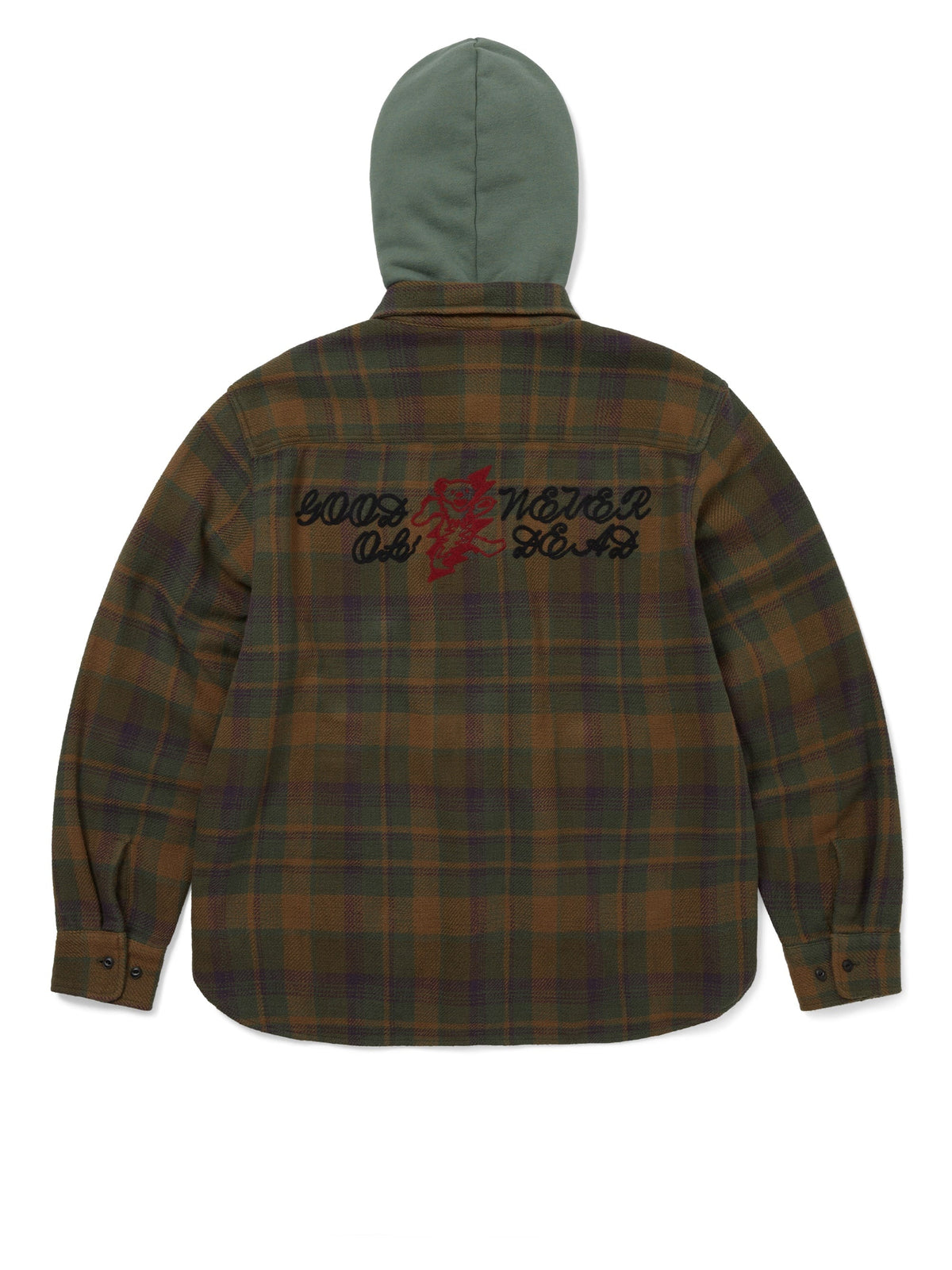 thisisneverthat - GD Lightning Bear Hooded Plaid Shirt (Olive) product image 4 | TRAB K-Fashion Australia