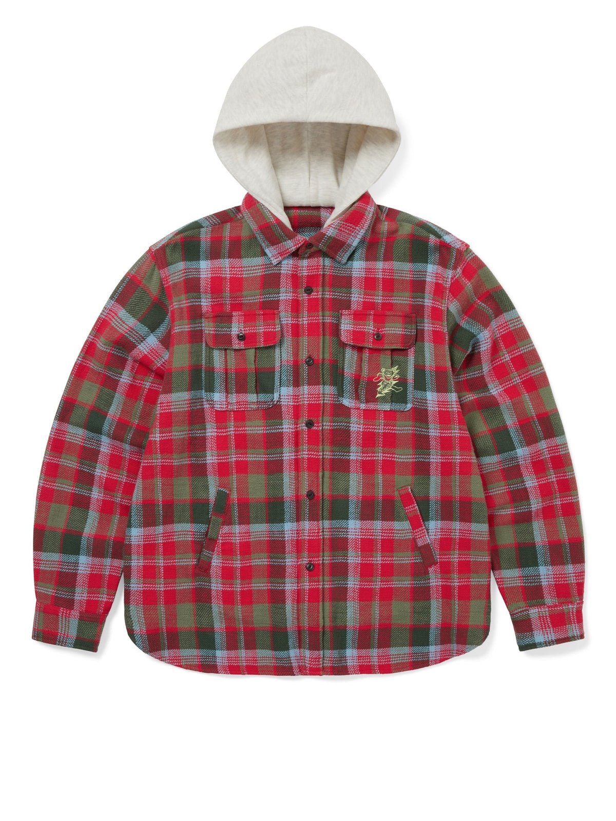 thisisneverthat - GD Lightning Bear Hooded Plaid Shirt (Red) product image 1 | TRAB K-Fashion Australia