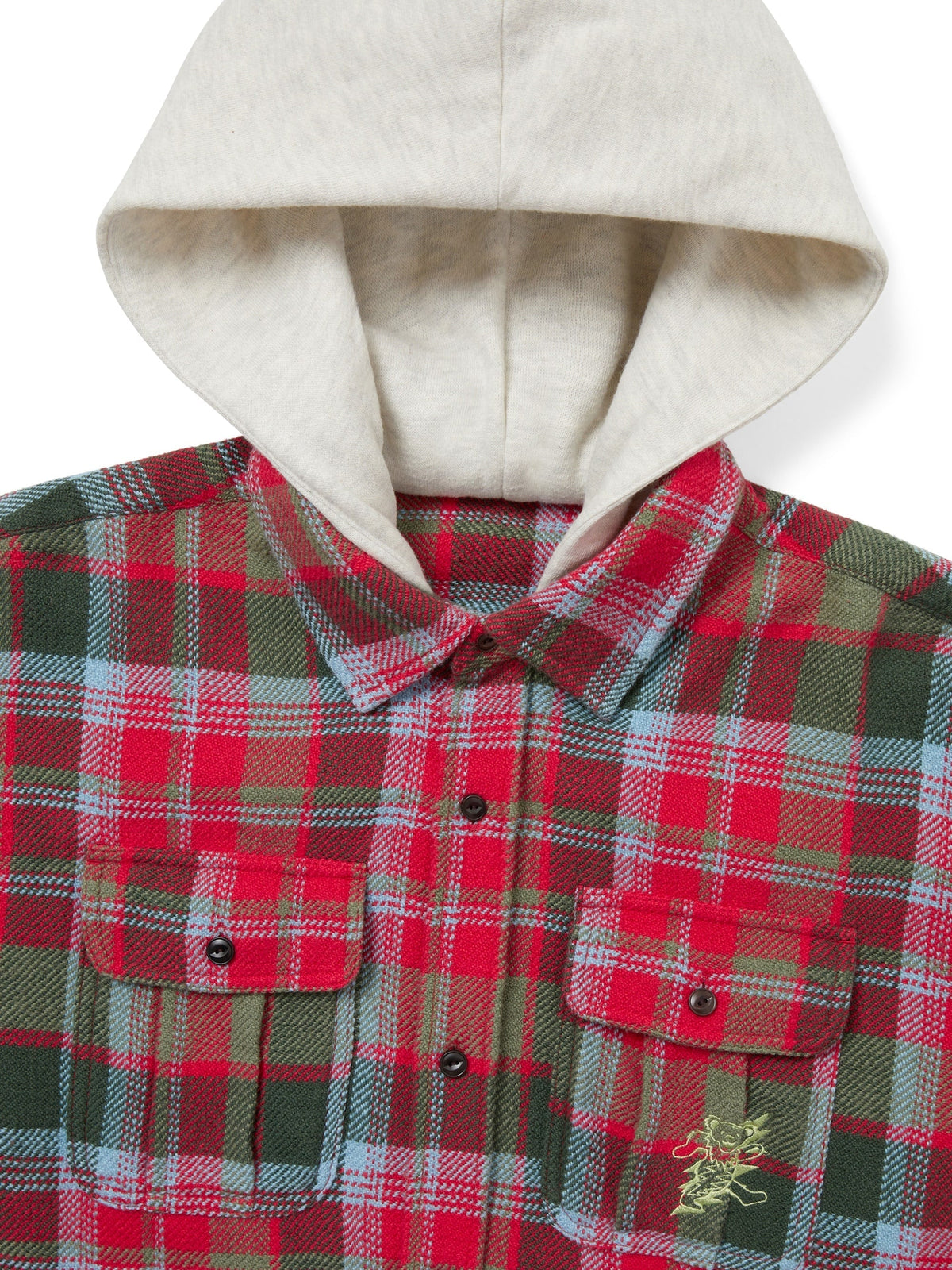 thisisneverthat - GD Lightning Bear Hooded Plaid Shirt (Red) product image 2 | TRAB K-Fashion Australia