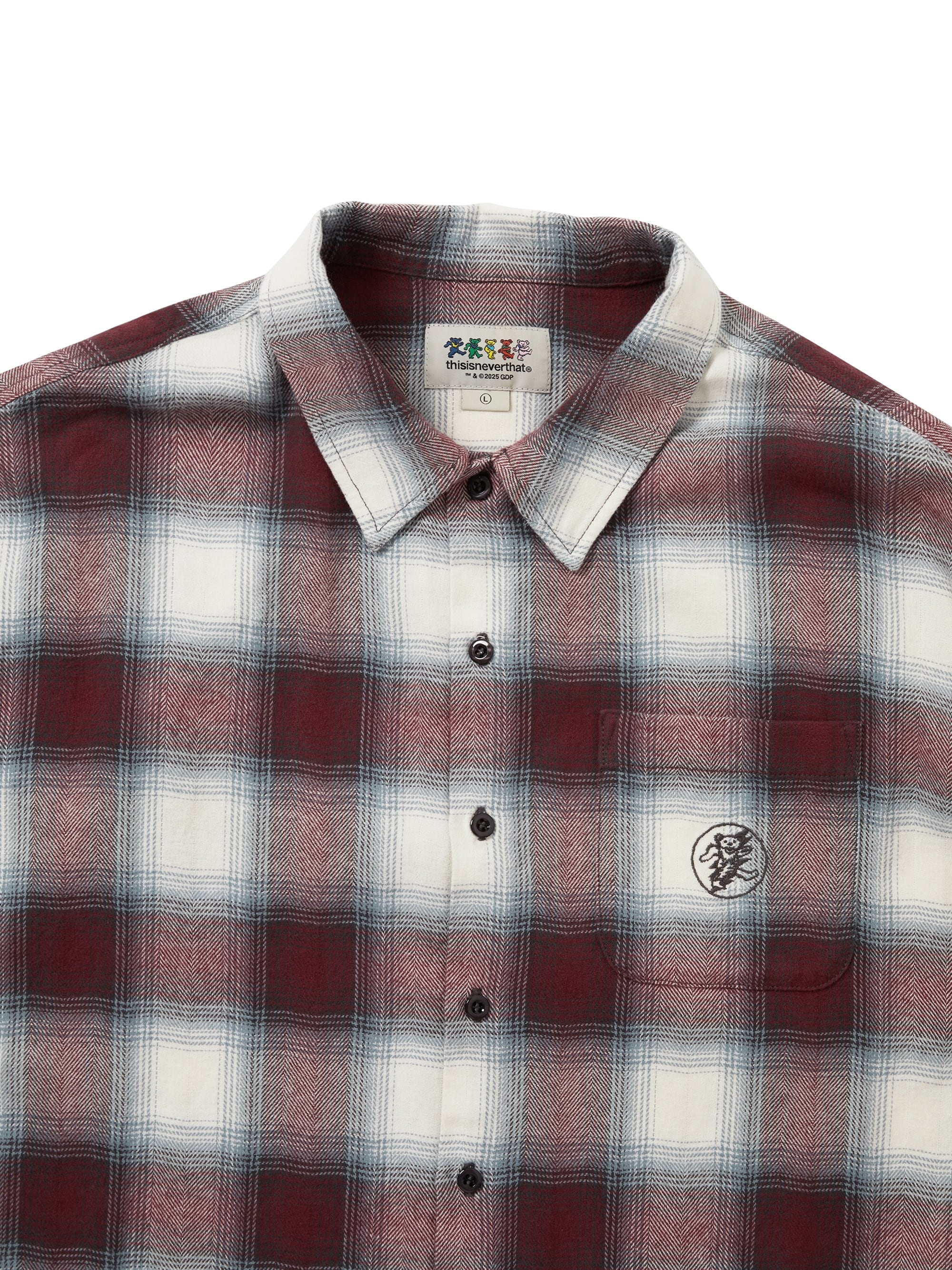 thisisneverthat - GD Lightning Bear Plaid Shirt (Burgundy) product image 2 | TRAB K-Fashion Australia