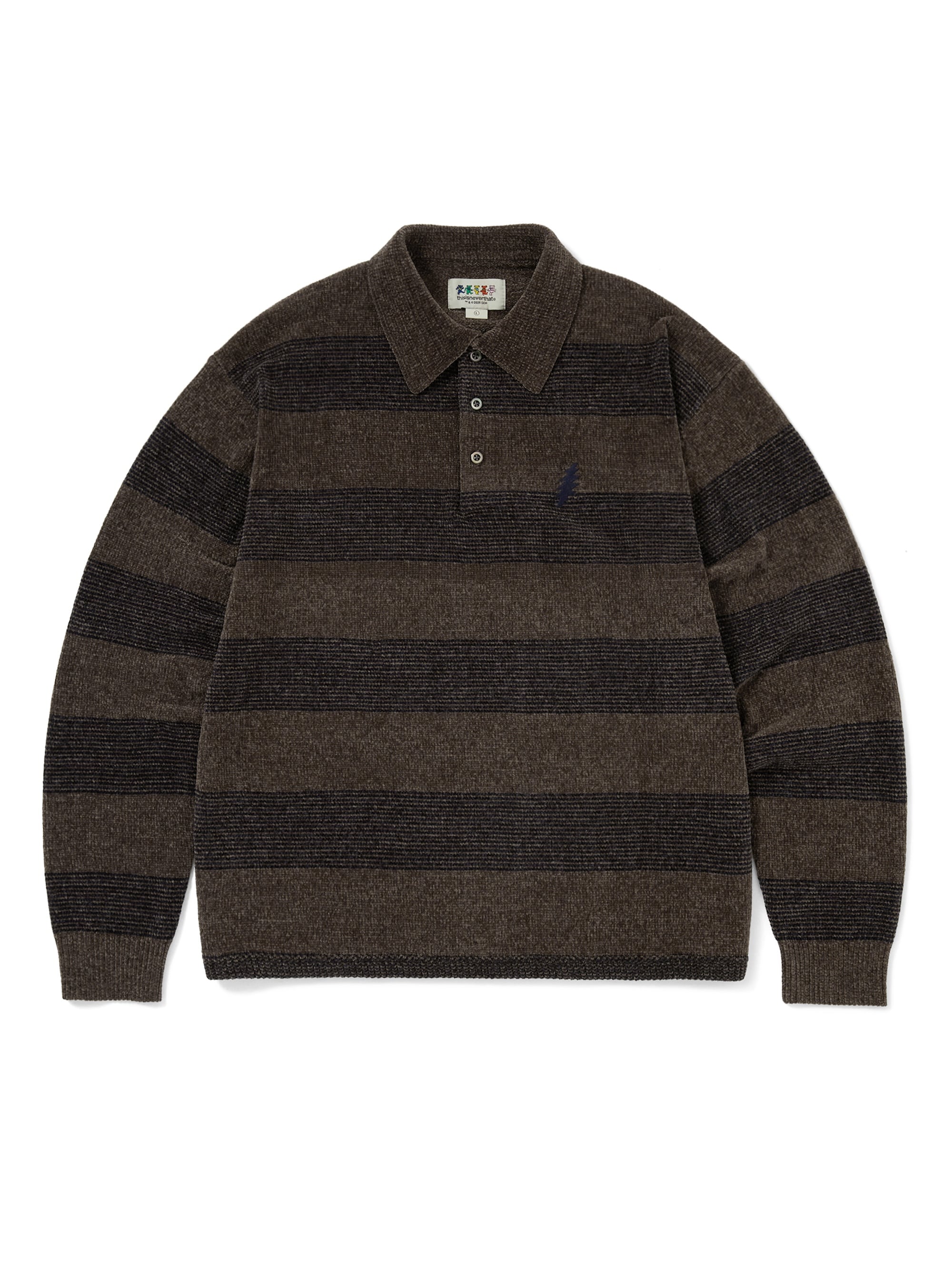 thisisneverthat - GD Lightning Velvet Knit Polo (Brown) product image 1 | TRAB K-Fashion Australia