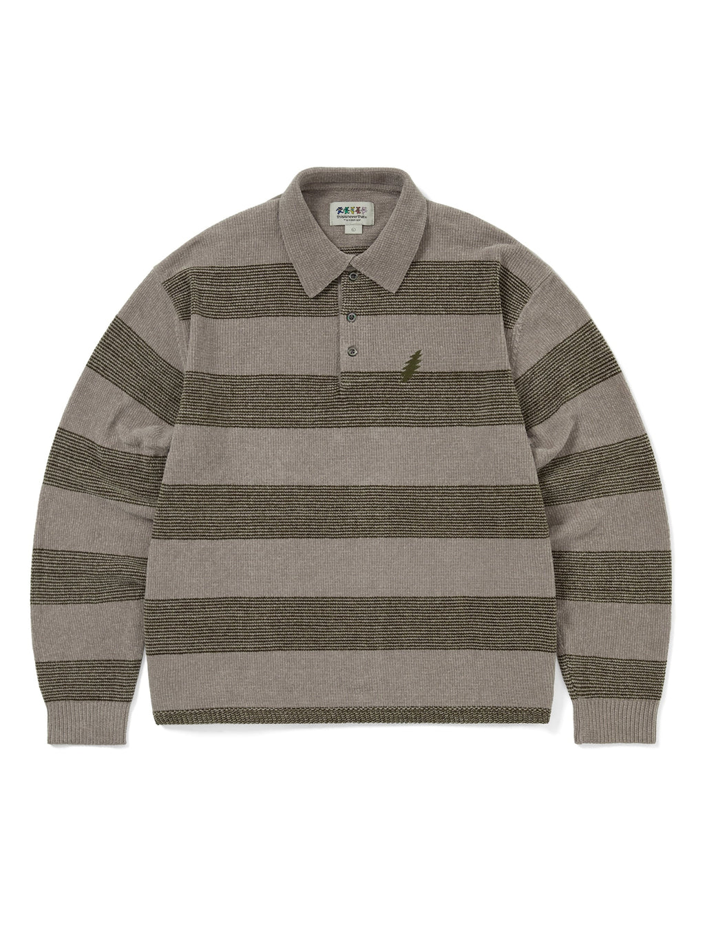 thisisneverthat - GD Lightning Velvet Knit Polo (Khaki) product image 1 | TRAB K-Fashion Australia