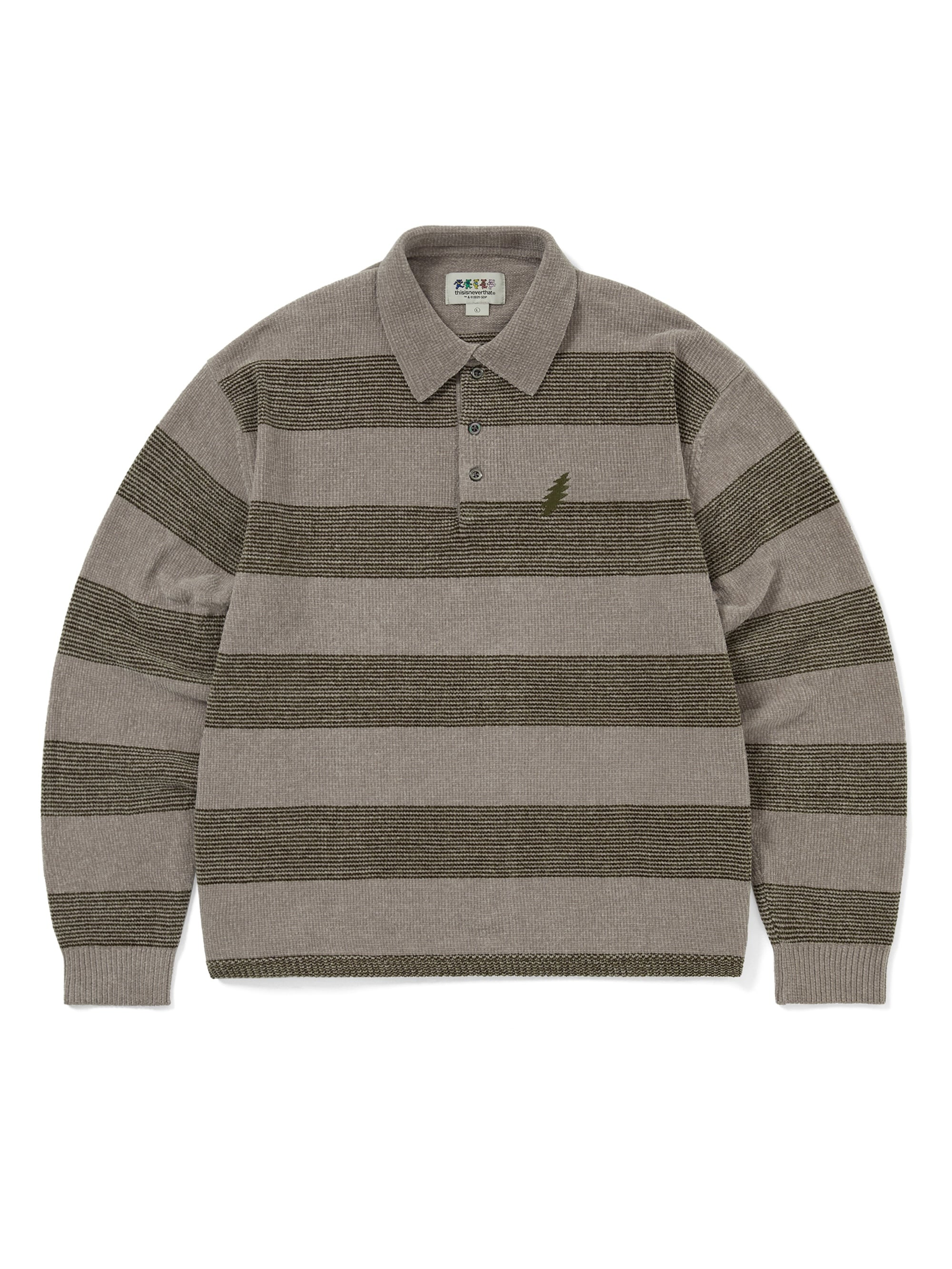 thisisneverthat - GD Lightning Velvet Knit Polo (Khaki) product image 1 | TRAB K-Fashion Australia