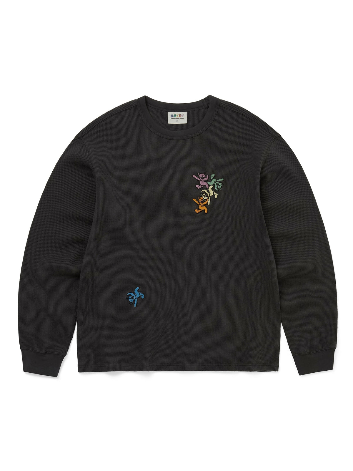 thisisneverthat - GD Ol' Dancing Bears Waffle L/S Top (Off Black) product image 1 | TRAB K-Fashion Australia
