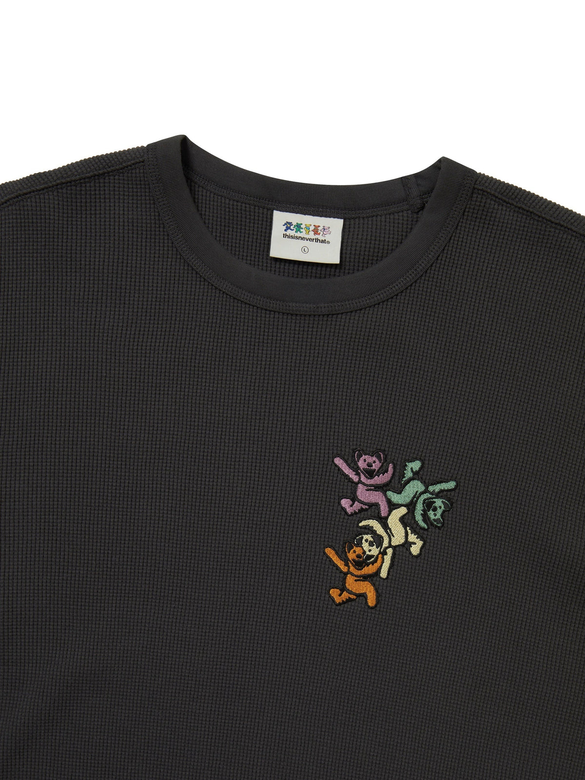 thisisneverthat - GD Ol' Dancing Bears Waffle L/S Top (Off Black) product image 2 | TRAB K-Fashion Australia